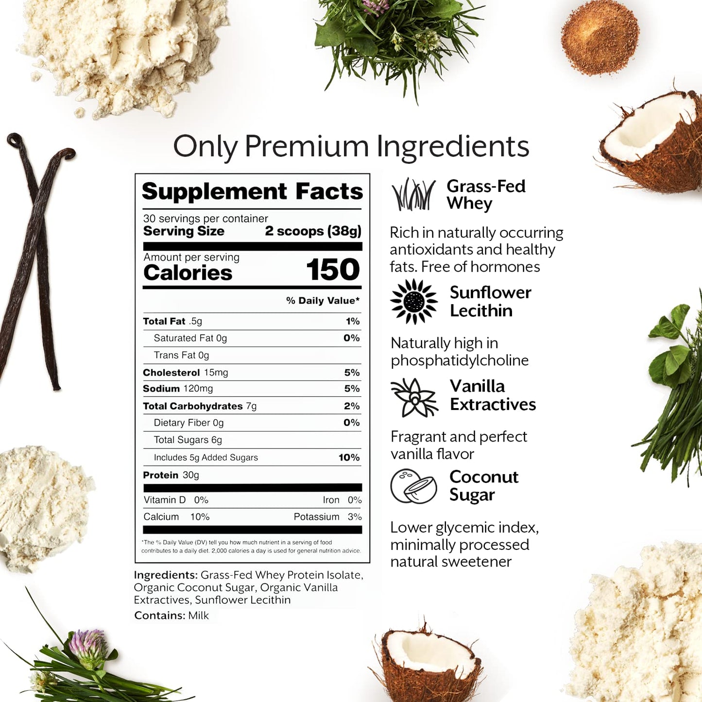 Promix Whey Protein Isolate Powder - Grass-Fed & 100% All Natural - Post Workout Fitness & Nutrition Shakes, Smoothies, Baking & Cooking Recipes - Gluten-Free & Keto-Friendly - Vanilla, 5 Pound