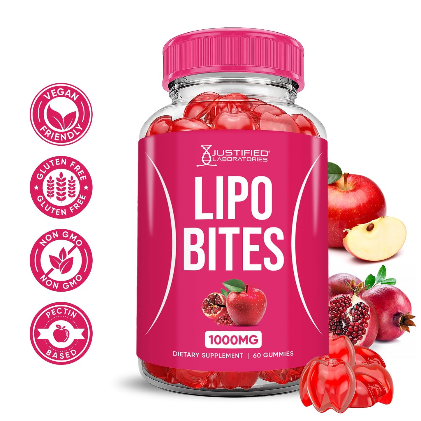 (2 Pack) Lipo Bites ACV Gummies Advanced Formula 1000MG Apple Cider Vinegar Chewies Formulated with Pomegranate Beet Juice Powder B12 Vegan Non GMO 120 Gummys