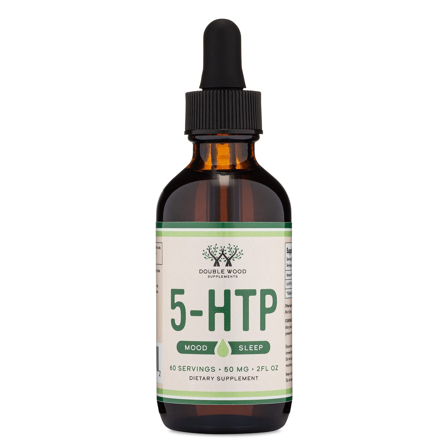 5HTP Liquid Drops - More Absorbable and Effective Than 5 HTP Capsules (60 Servings of 50mg 99%+ 5-HTP) Serotonin Supplement for Mood, Sleep, and Relaxation by Double Wood