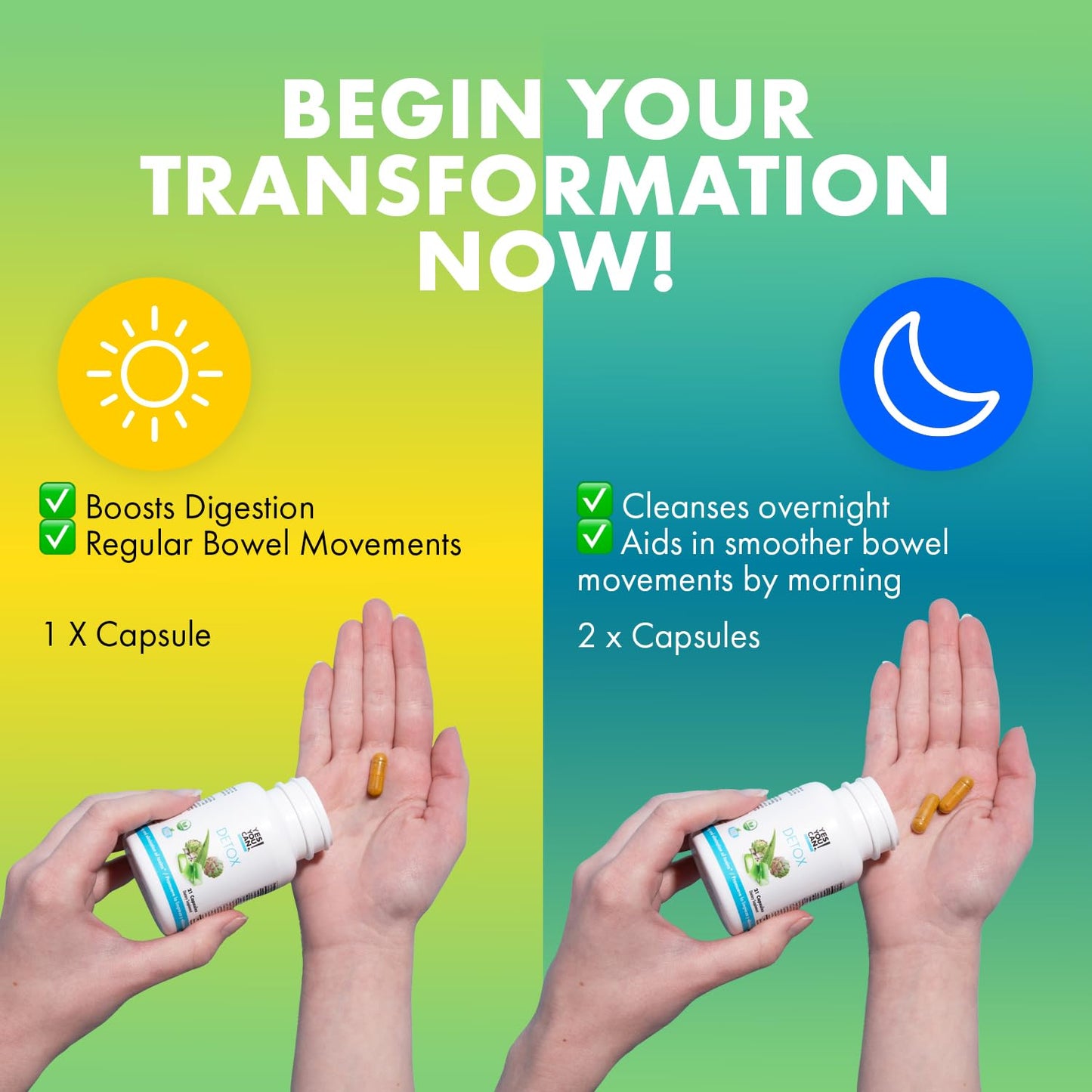 Yes You Can! Natural Detox Pills - Diuretic Cleanse with Electrolytes & Vitamins - Helps with Water Retention - Gluten-Free, 21 Capsules (4 Pack)