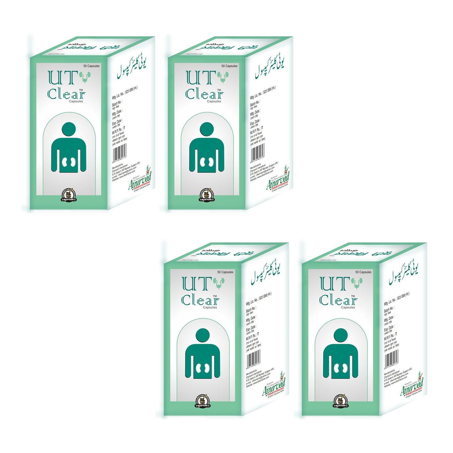 Ayurved Research Foundation UT Clear Capsule Best Product for Kidney Cleansing to Detoxify Kidneys 4 Packs of 50 Capsules