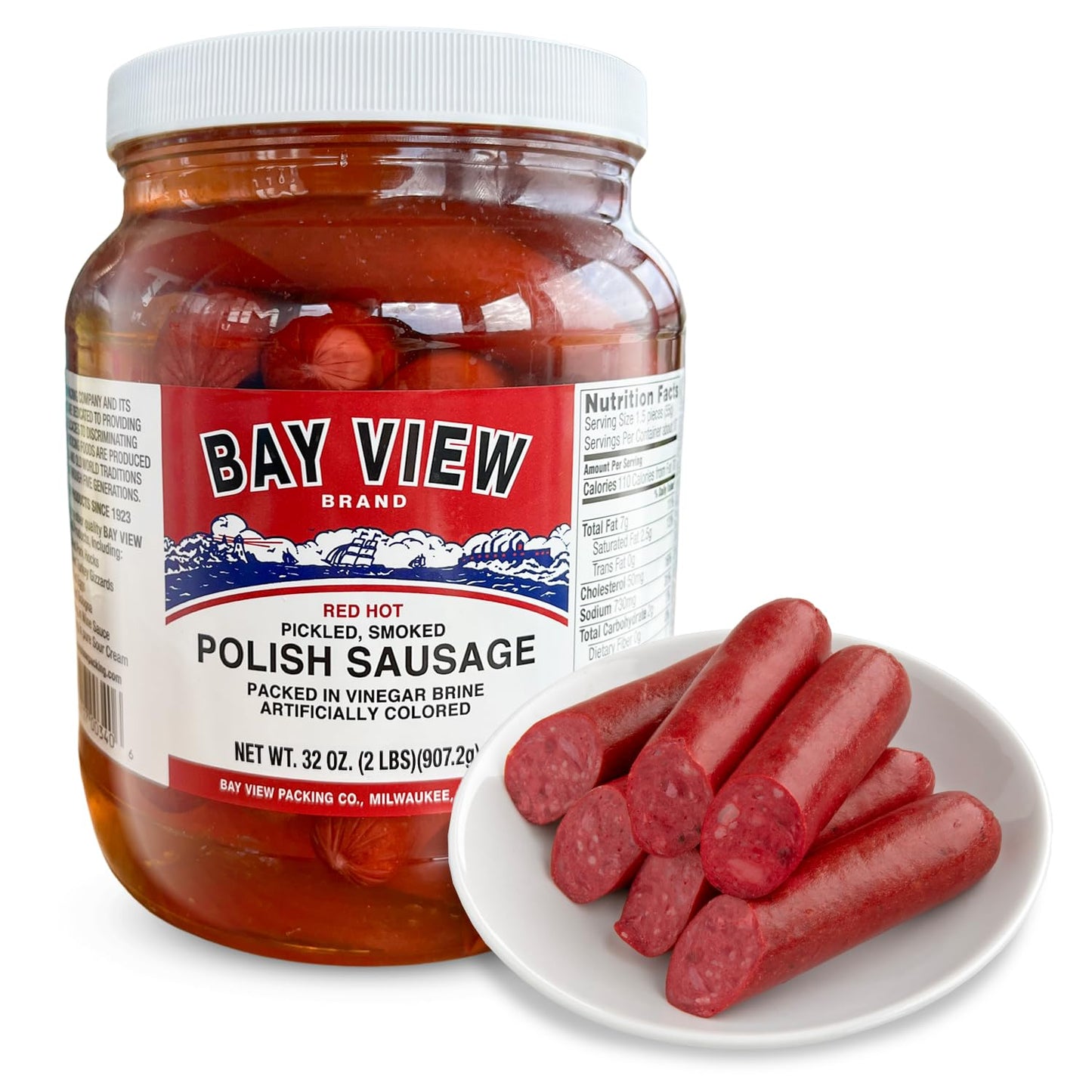 Bay View Brand Pickled Smoked Polish Sausage Bar Tavern Food Red Hot