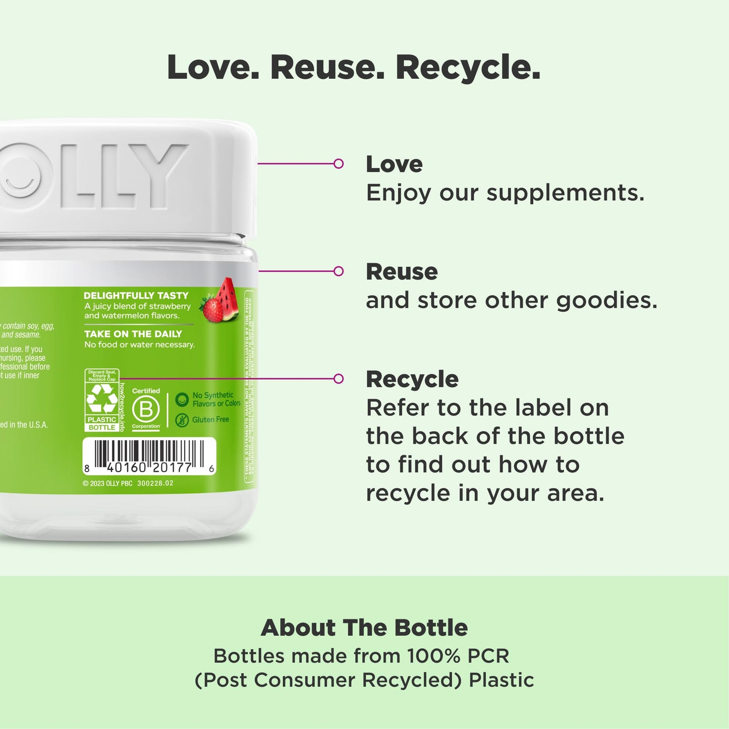 OLLY Fiber Gummy Rings, 5g Prebiotic Fiber, FOS (Fructo-oligosaccharides), Digestive Support, Berry Melon 50ct