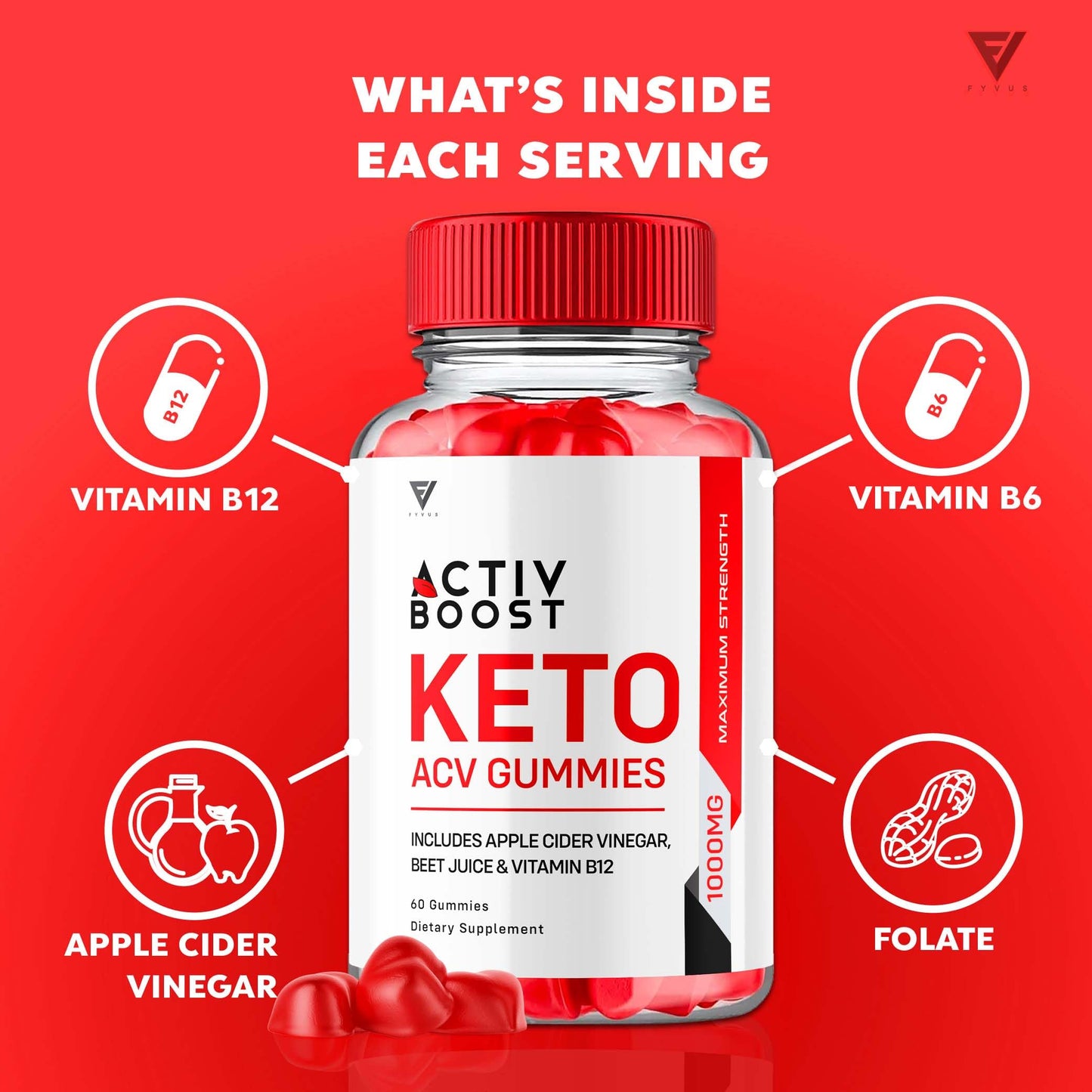(2 Pack) Activ Boost Keto ACV Gummies, Activboost Keto + ACV Advanced Support, Active Boost Keto ACV Gummies Energy Apple Cider Vinegar Vitamin B12 Supplement Activeboost Max Formula (120 Gummies)