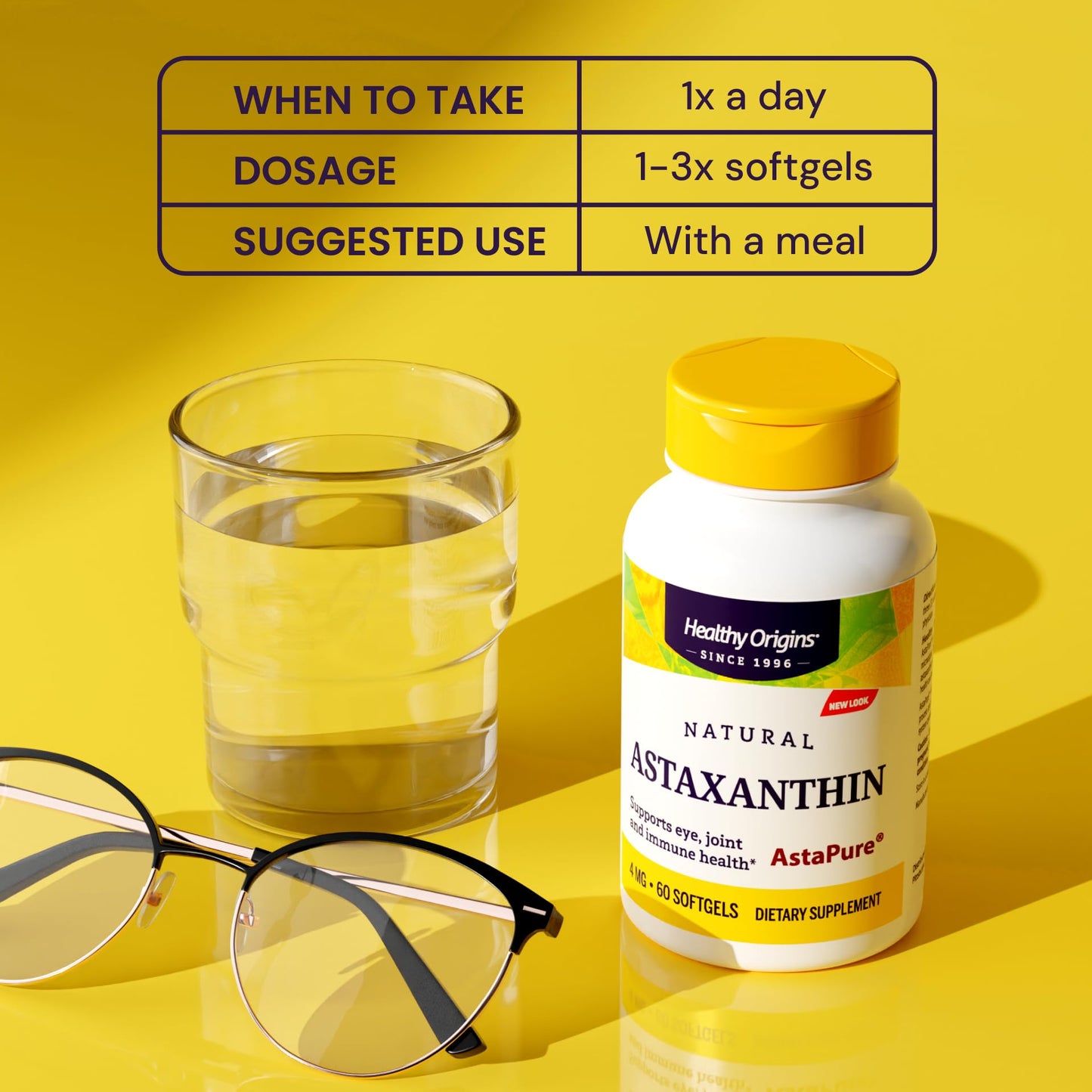 Healthy Origins Astaxanthin 4 mg (Natural, Astapure, Non-GMO, Gluten Free, Eye Support, Joint Support, Immune Support), 150 Softgels