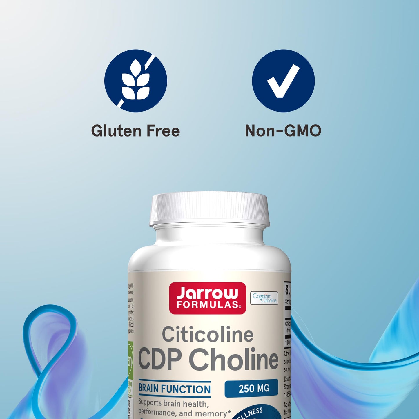 Jarrow Formulas Citicoline CDP Choline 250 MG, CDP Choline Supplement Supports Brain Health, Performance and Memory, 60 Capsules, Up to a 60 Day Supply