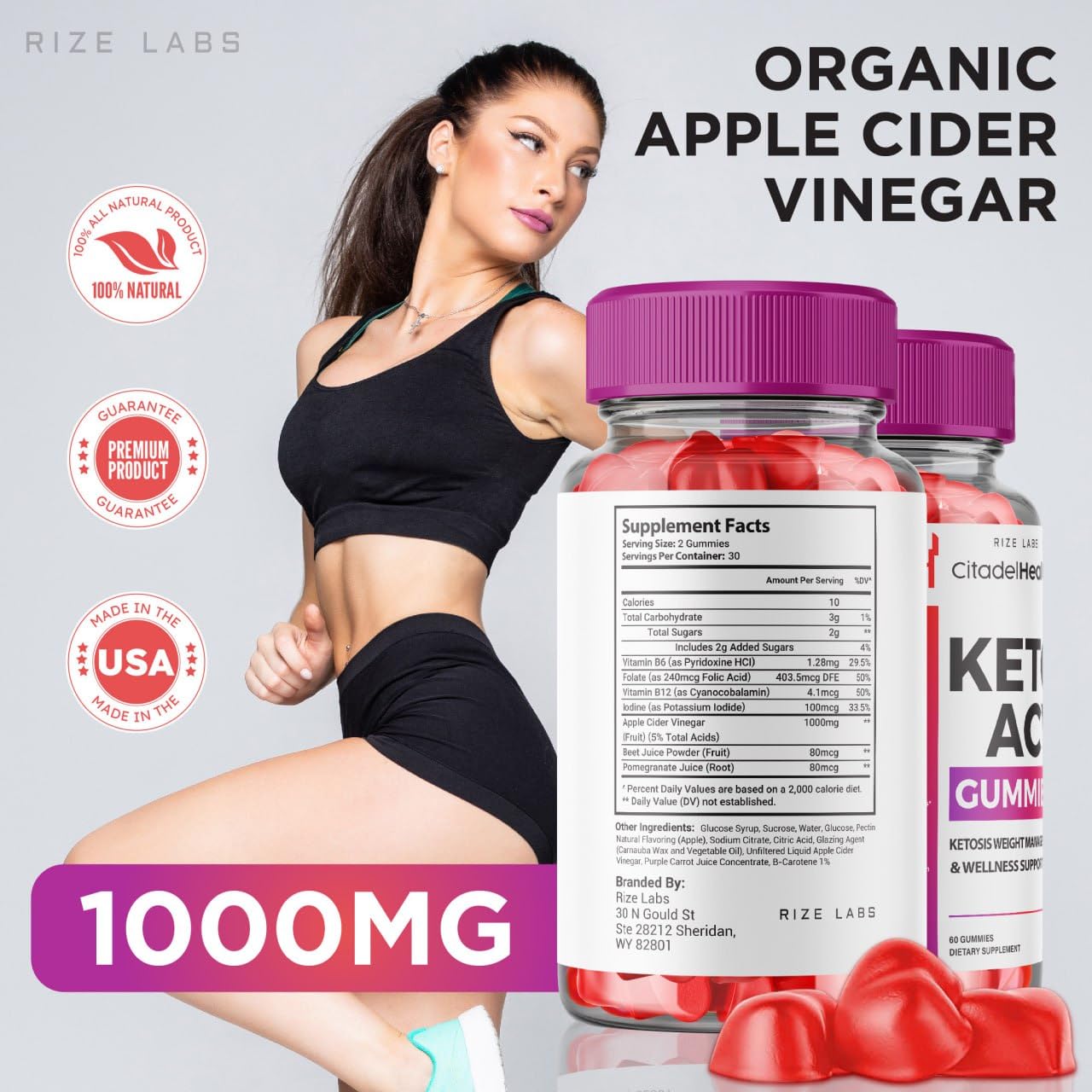 (2 Pack) Citadel Health Keto Gummies - Citadel Health Keto ACV Gummies for Advanced Weight Loss Body Boost Keto Gummies with Apple Cider Vinegar Supplement Belly Fat (120 Gummies)