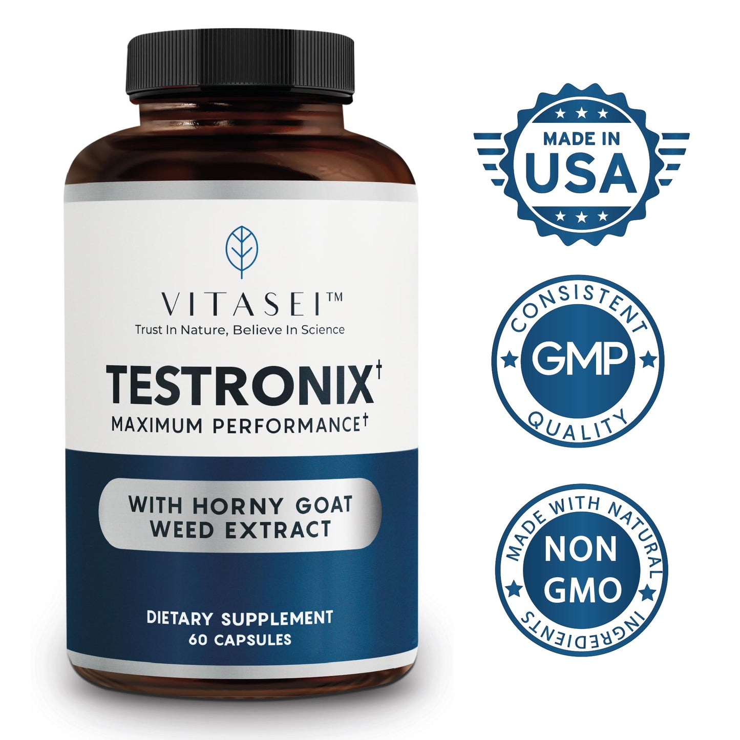 VITASEI Testronix Supplement - Energy and Muscle Supplements for Health - 60 Capsules