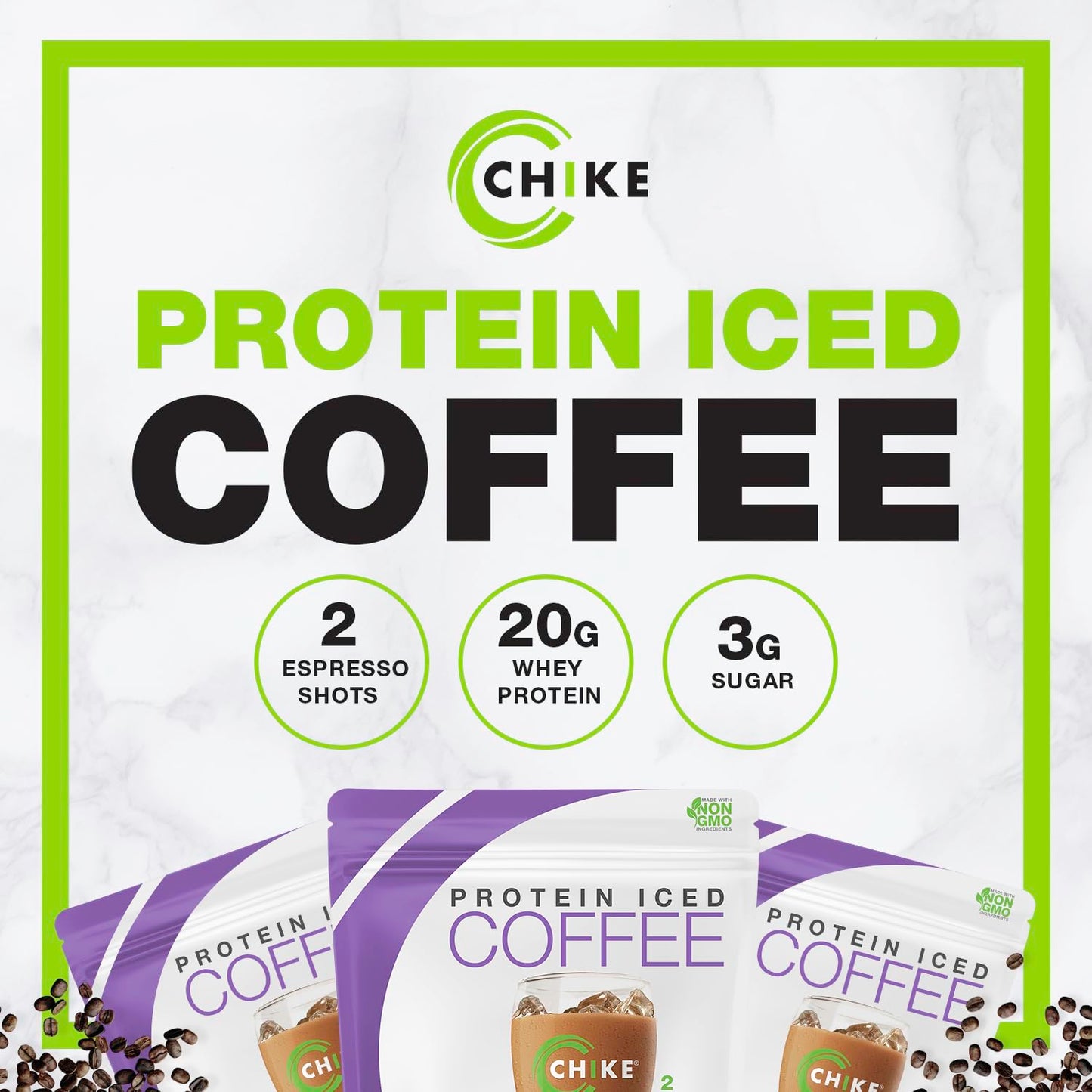 CHIKE Natural Caramel Macchiato High Protein Iced Coffee, 20 G Protein, 2 Shots Espresso, Non-GMO, Keto Friendly and Gluten Free, 14 Servings (16.3 Ounce)
