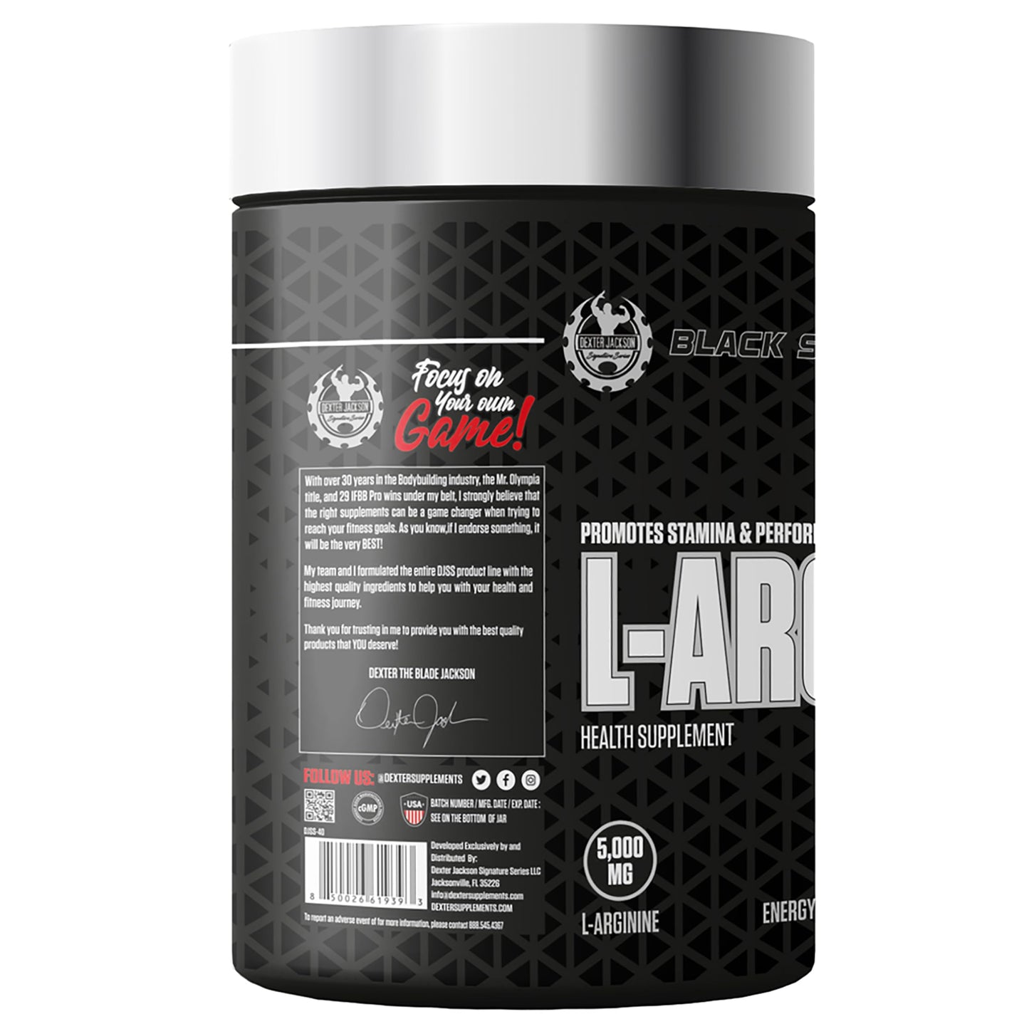 DEXTER JACKSON Black Series L-Arginine - 5000MG | Health Supplement, Muscle Pump | 120 Tablets, 30 Servings