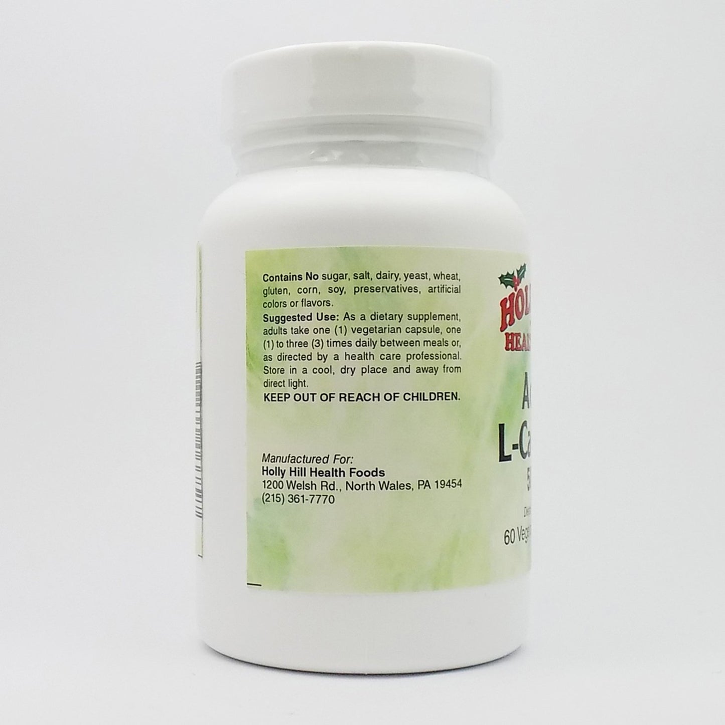 Holly Hill Health Foods, Acetyl L-Carnitine 500 MG, 60 Vegetarian Capsules