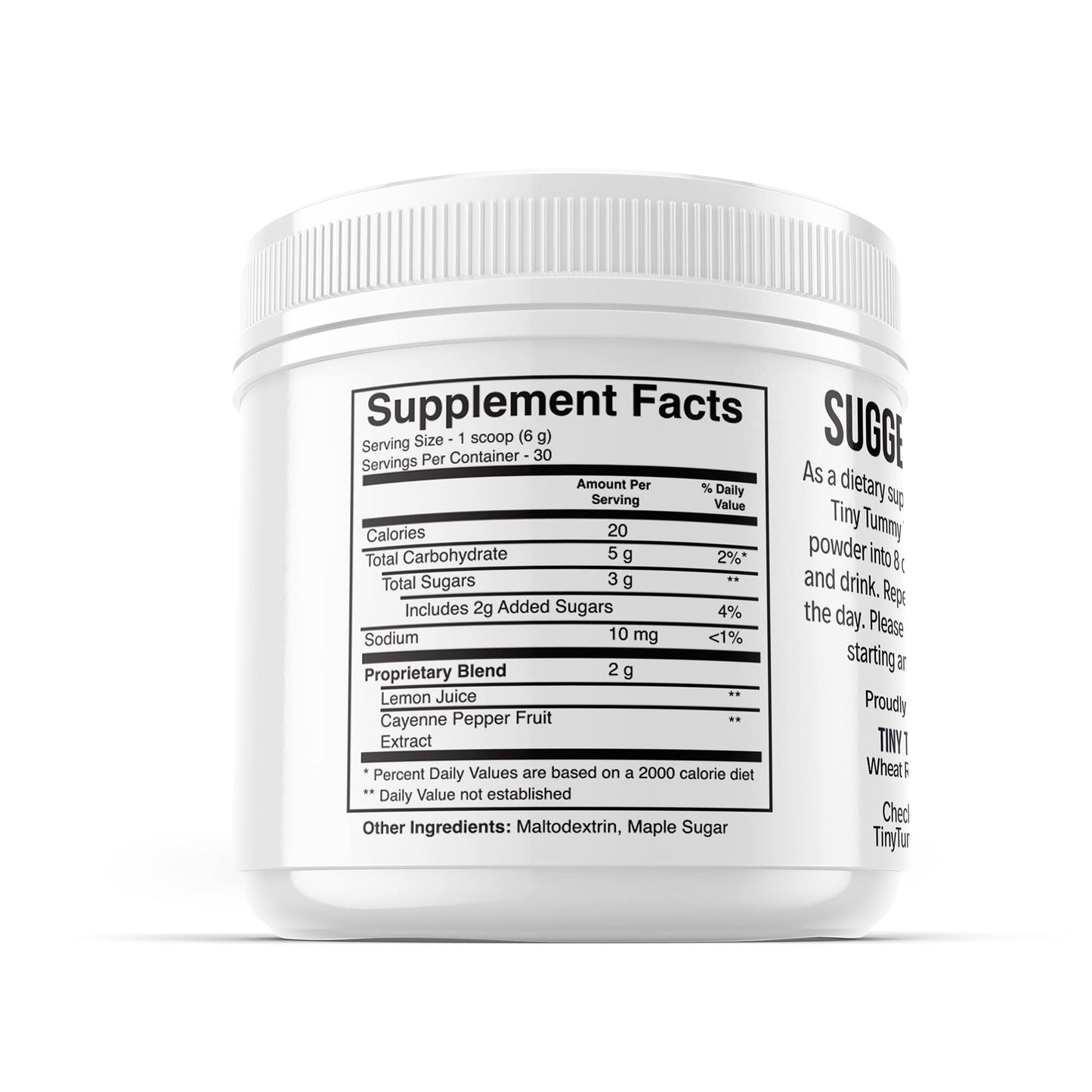Tiny Tummy Master Cleanse Lemonade Diet - 3 Day Juice Cleanse Plant-Based Detox Powder Supplement with Lemon, Maple Syrup, and Cayenne Diet, 6.34oz Container