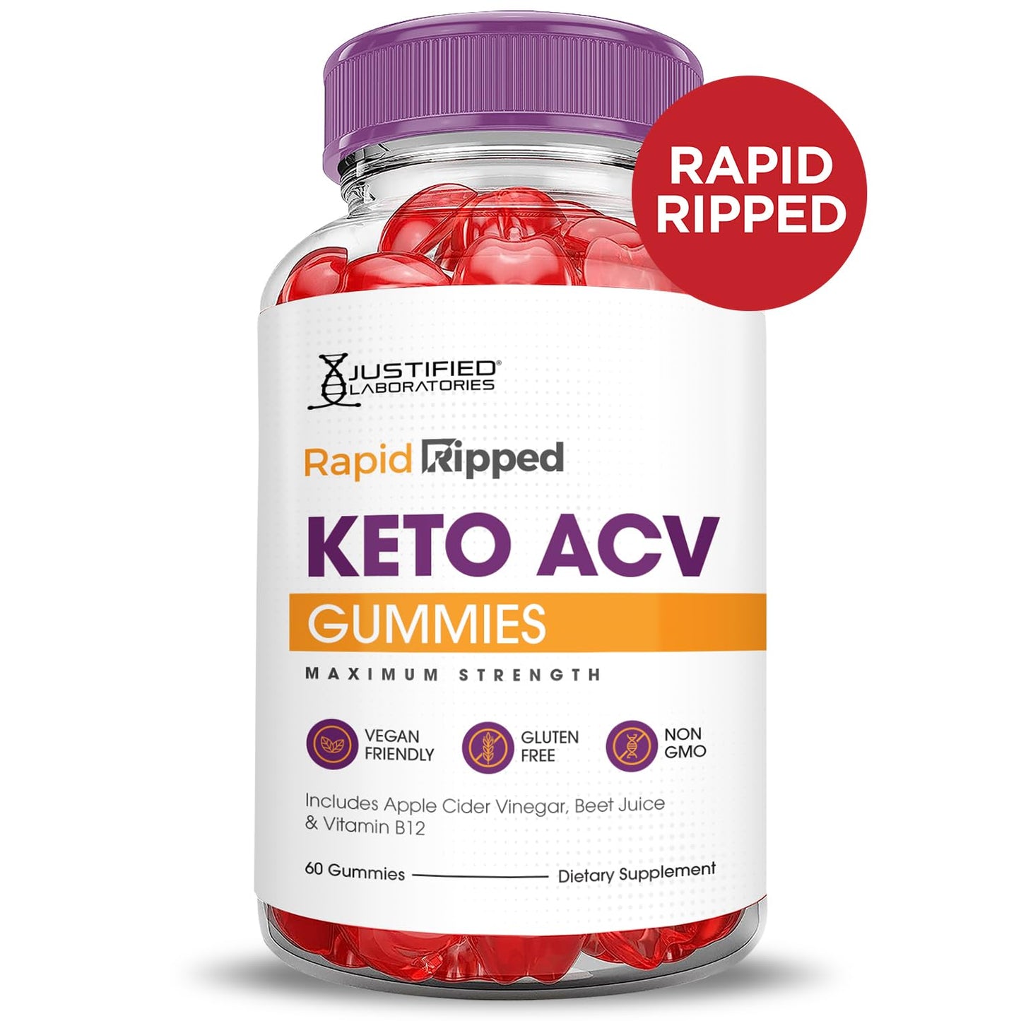 (2 Pack) Rapid Ripped Keto ACV Gummies Advanced Formula 1000MG Rapidripped Keto Gummies Apple Cider Vinegar Formulated with Pomegranate Beet Juice Powder B12 Vegan Non GMO 120 Gummys