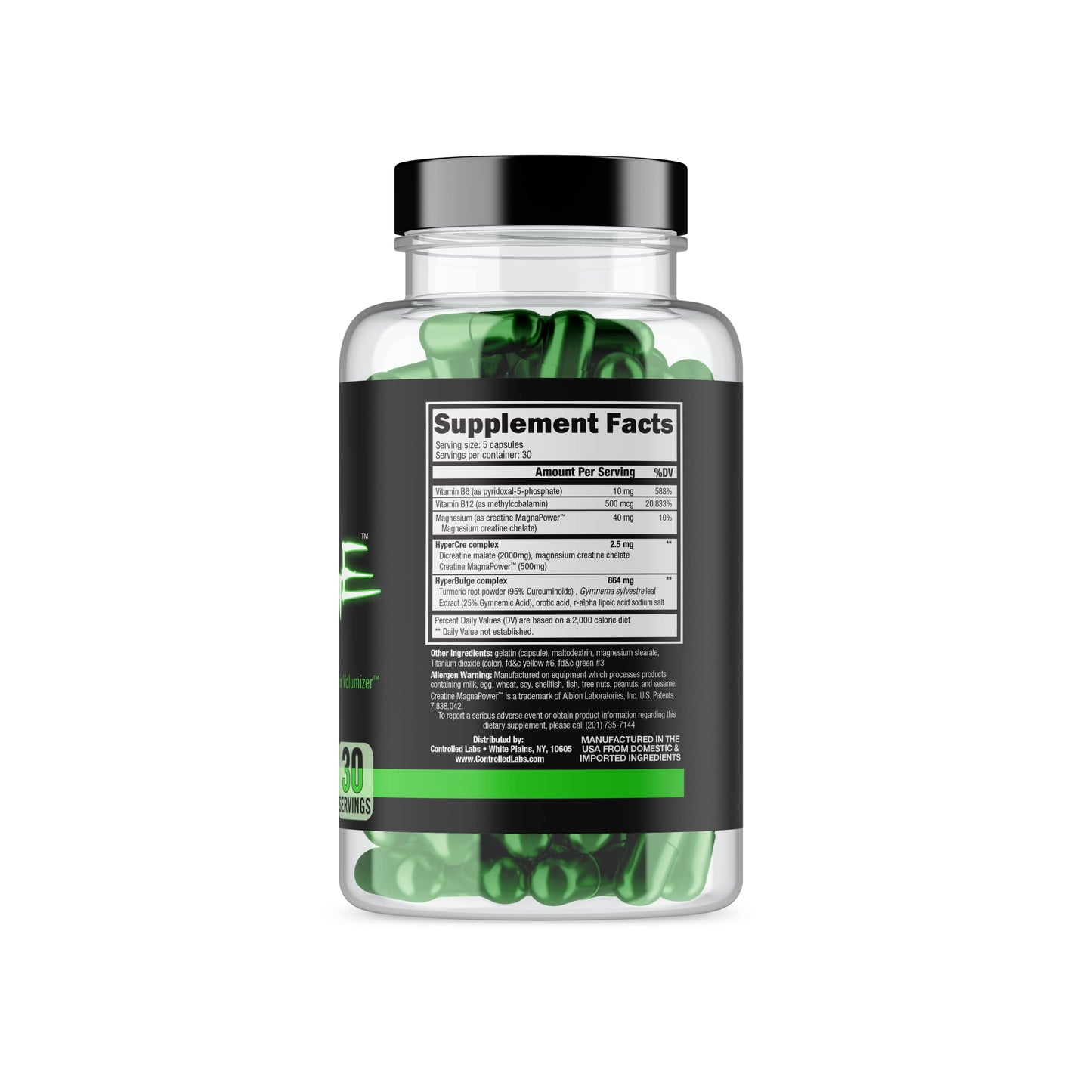 CONTROLLED LABS Green Bulge Supplement, 30 Serv Advanced Creatine Matrix Volumizer, Improve Strength, Stamina, Performance, & Muscle Recovery, Caffeine & Stimulant Free