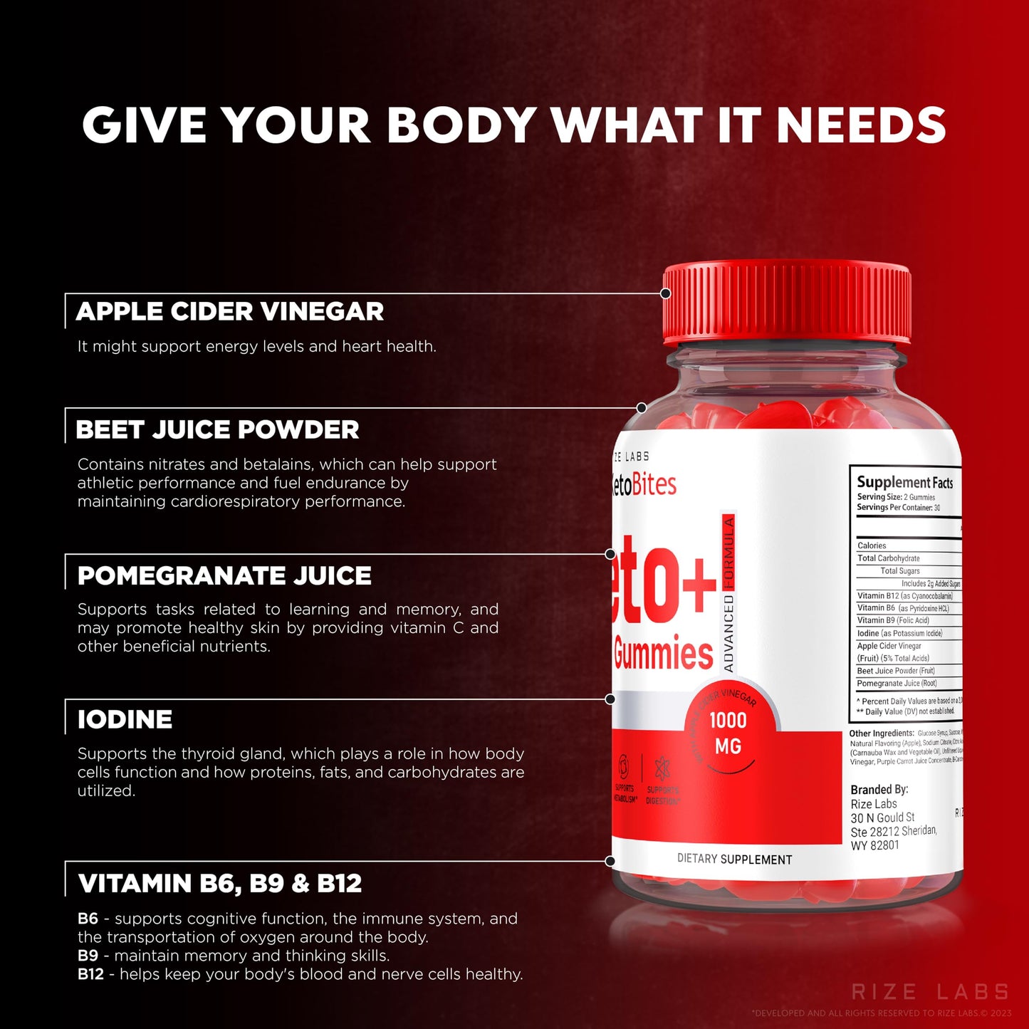 rize labs KetoBites Keto+ACV Gummies, All Natural Gummies for Advanced Weight Loss, Apple Cider Vinegar Supplement, Official Reviews (60 Gummies)