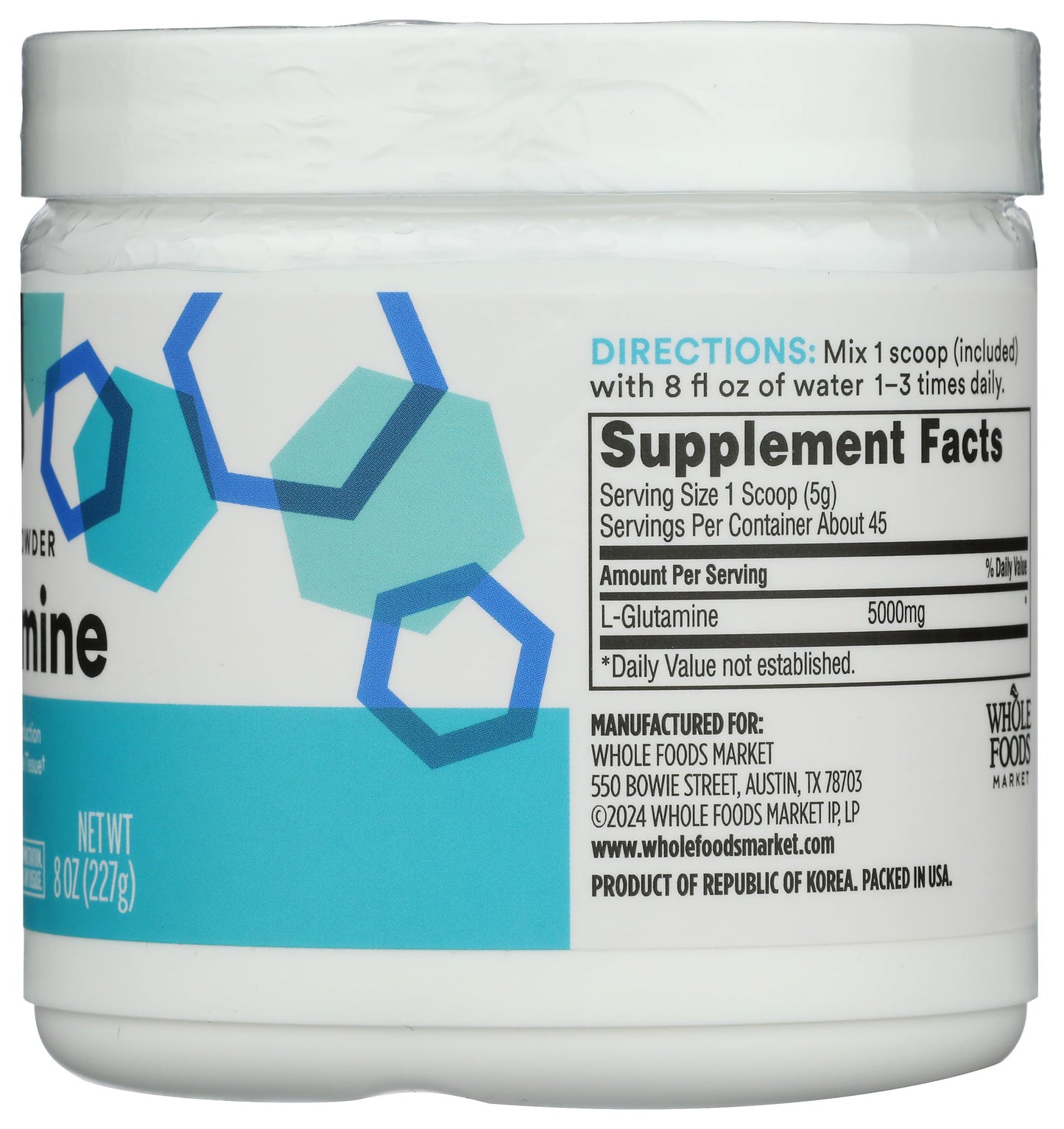 Whole Foods Market, L-Glutamine Free-Form Powder, 8 oz