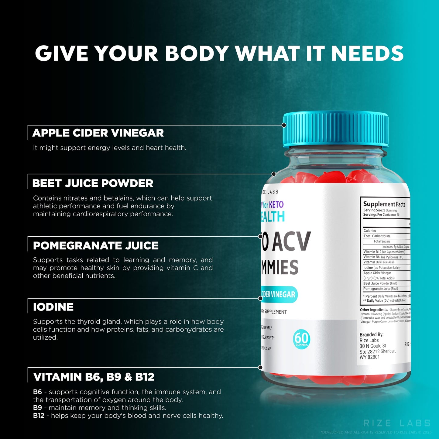 rize labs - ACV for Keto Health Gummies - 750mg Advanced Weight Loss with Apple Cider Vinegar ACV Supplement for Belly Fat (300 Gummies)