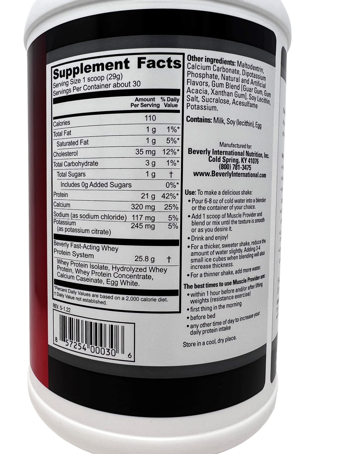 Beverly International Muscle Provider, 30 Servings, Vanilla. Super-Fast-Absorbing Whey Protein Powder for Recovery, Lean Muscle. Fills Your Muscles, not Your Stomach. Tastes Like Ice Cream