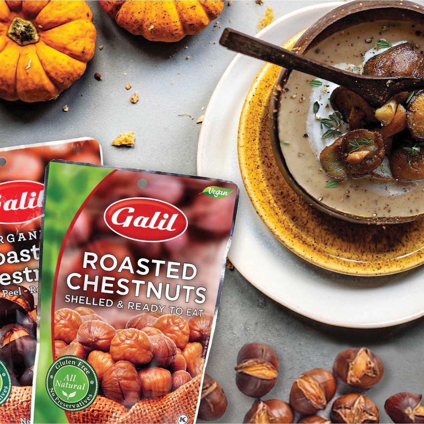 Galil Organic Roasted Chestnuts Pack of 4 Shelled Ready to Eat Gluten Free Vegan Organic NonGMO Kosher Snacks Great for Baking Cooking Turkey Stuffing 35oz Bags