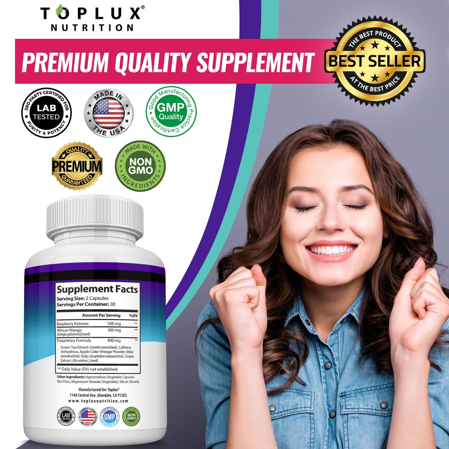 Toplux Keto Burn Pills Ketosis Weight Loss - 1200 Mg Ultra Advanced Natural Ketogenic Fat Burner Using Ketone Diet for Men Women 60 Capsules Supplement