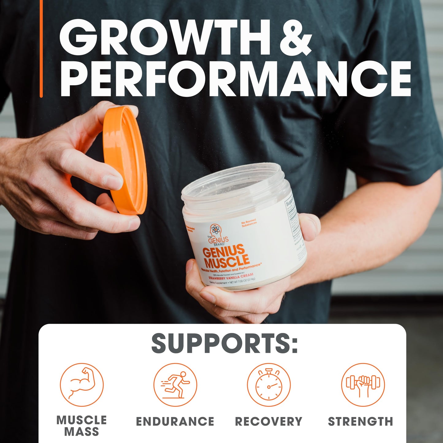 The Genius Brand - Genius Muscle Builder & Mass Gainer, Strawberry Vanilla - 100% Natural Anabolic Activator Supplement for Men & Women - Weight Gainer for Lean Muscle Growth & Bodybuilding