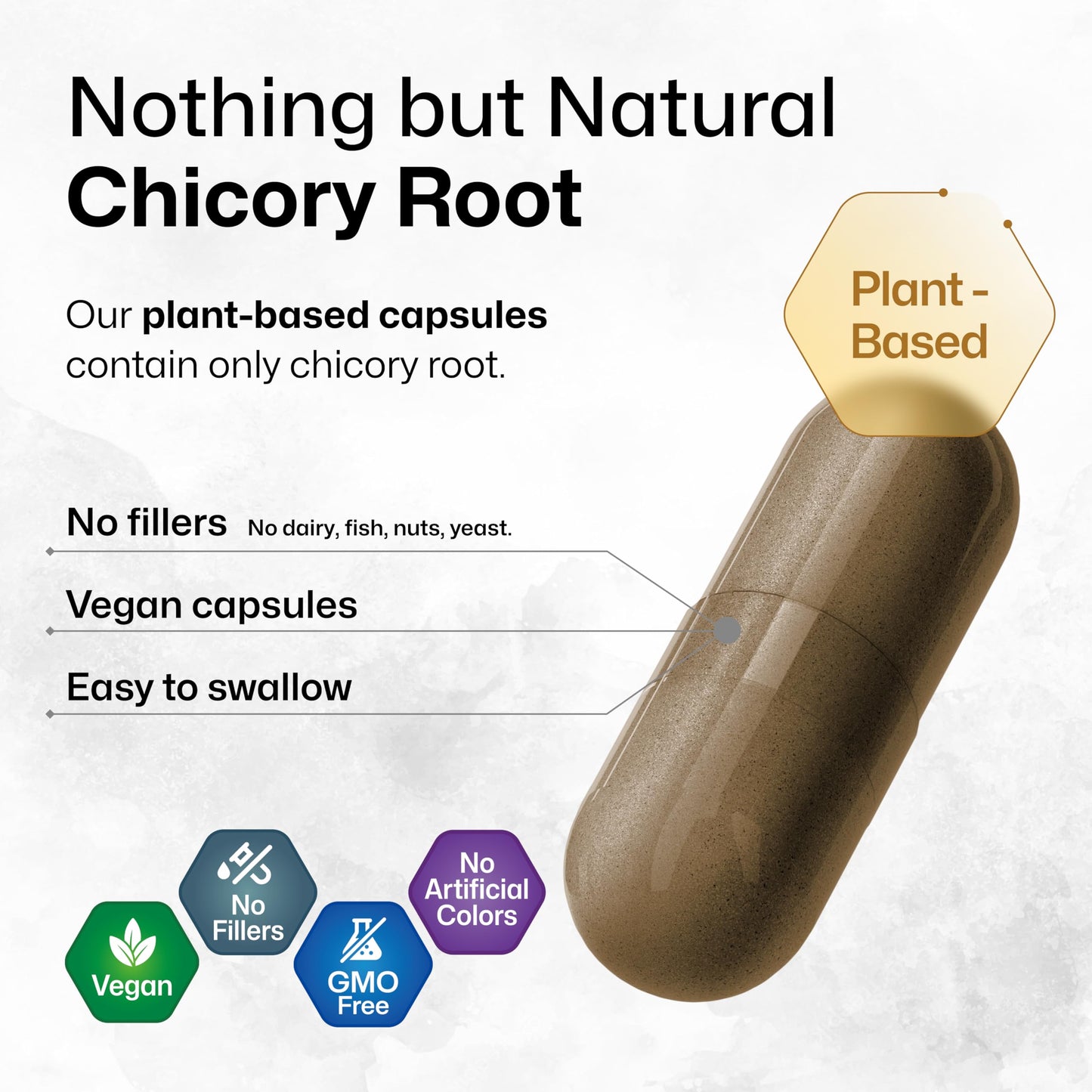 BIO KRAUTER Chicory Fiber Supplement - 1200 mg Strength - 250 Count - Chicory Root Powder - Inulin Capsules for Digestive Support - Vegan