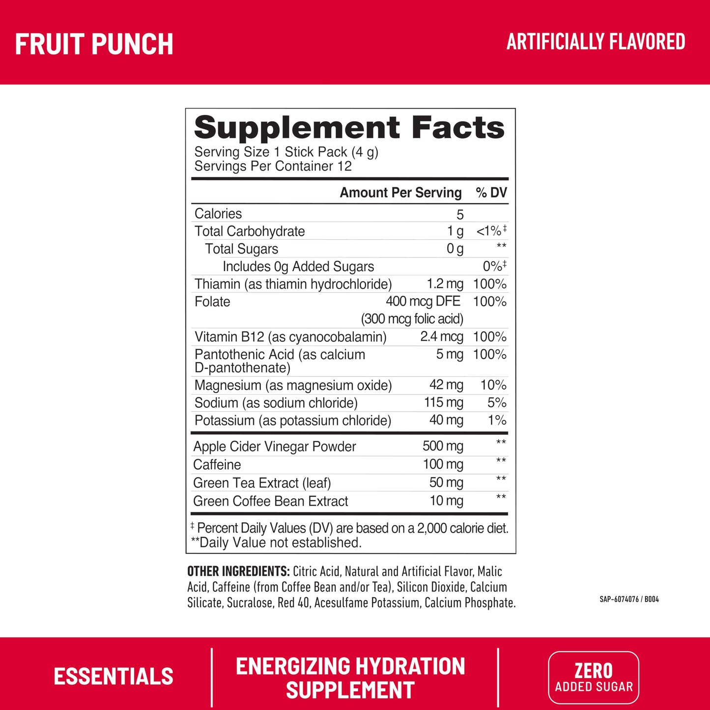 SlimFast Hydration Packets, Intermittent Fasting Electrolytes, Energy Powder Drink Mix, Caffeine from Natural Sources- Fruit Punch (12 Count)