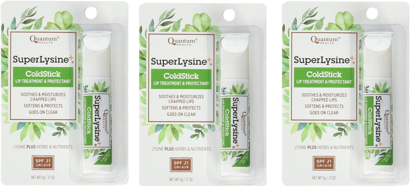 Super Lysine Plus+ ColdStick, SPF 21, Regular 0.18 oz (Pack of 3) by Quantum Research