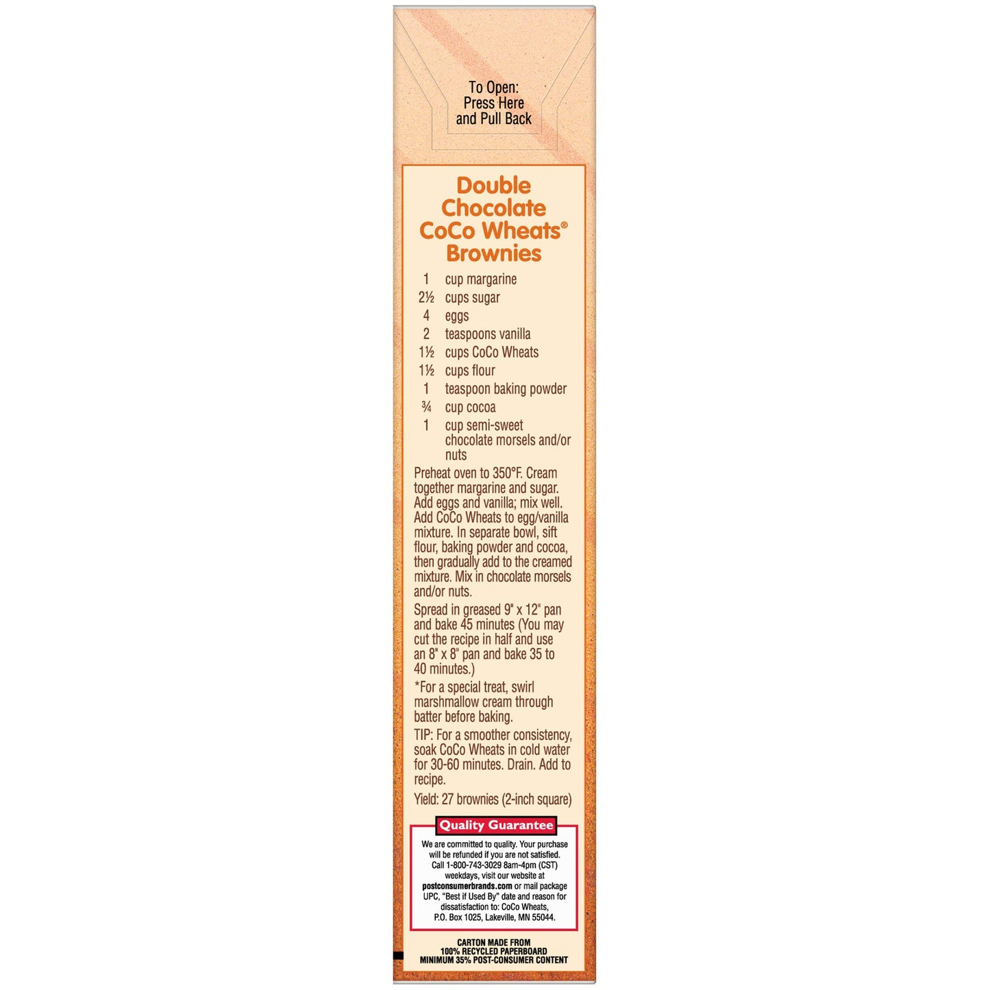 CoCo Wheats 28 Ounce Pack of 4 with By The Cup Cereal Bowl