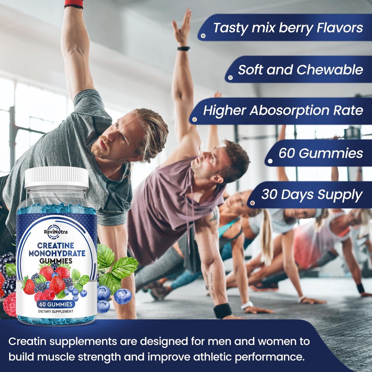 Creatine Chewable Gummies - 2000mg Creatine Monohydrate Tablet Chews, Fast Absorbing, Easy Digesting Chews for Men and Women, Improve Recovery, Build Muscle, Strength & Endurance - 120Count, 2pack