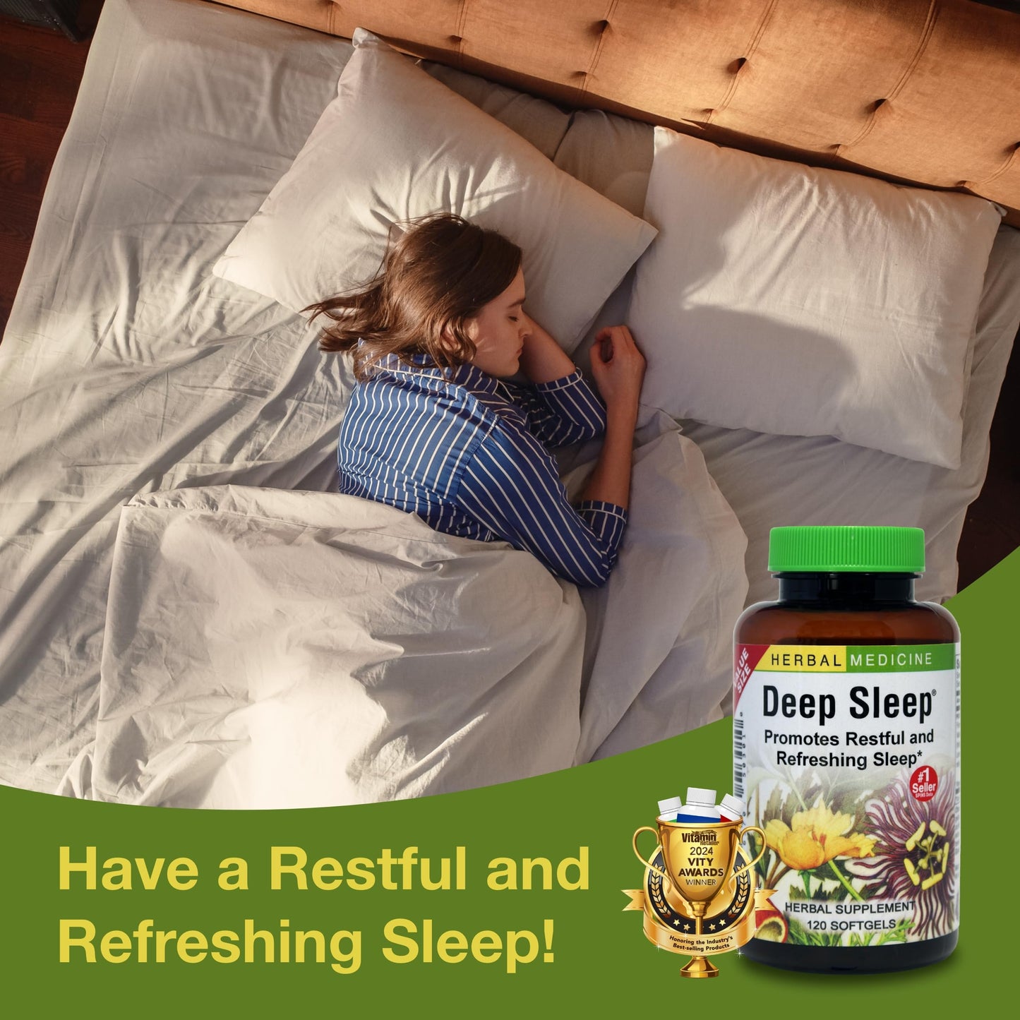 Herbs Etc. Deep Sleep Softgels - Herbal Sleep Support Supplement - Rest & Calming Support with Passionflower, Chamomile & Lemon Balm - 120 Softgels (120 Servings)