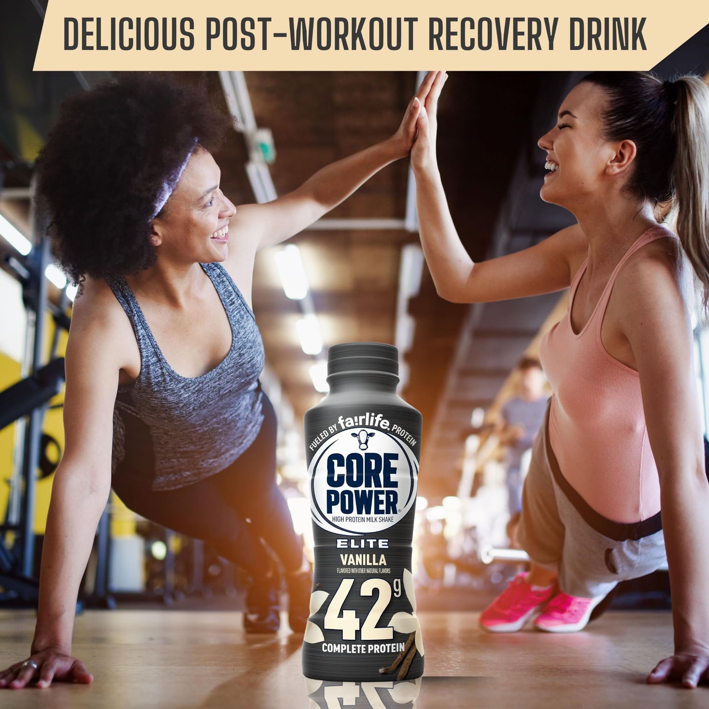 Worldwide Nutrition Bundle: Fairlife Core Power Elite 42g High Protein Milk Shake - Kosher, Vanilla Flavor Protein Shake for Workout Recovery - 14 Fl Oz (Pack of 12) & Multi-Purpose Key Chain