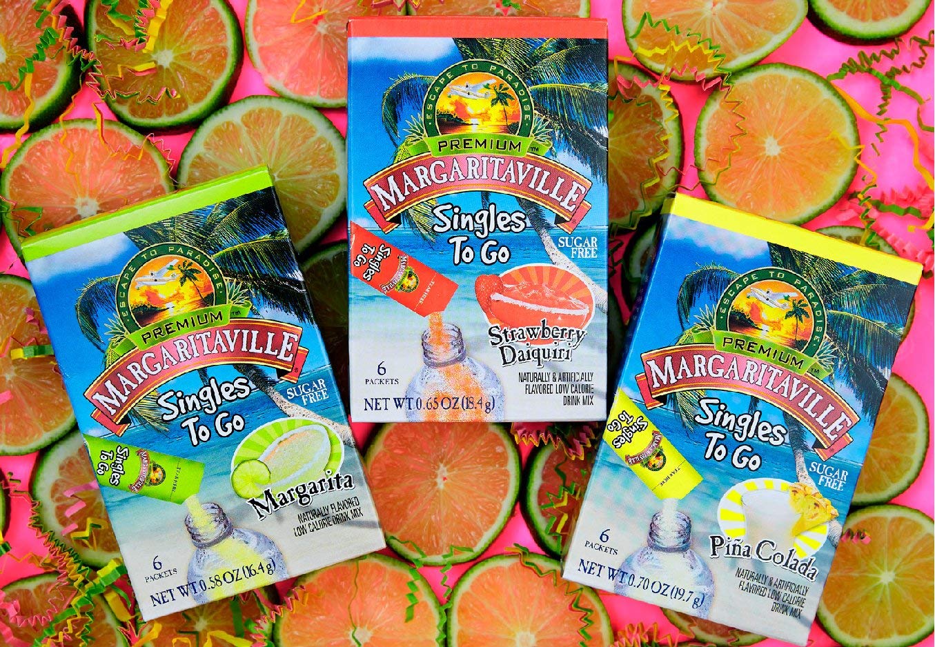 Margaritaville Singles To Go Water Drink Mix Margarita Flavored NonAlcoholic Powder Sticks 6 Packets Each Pack of 6