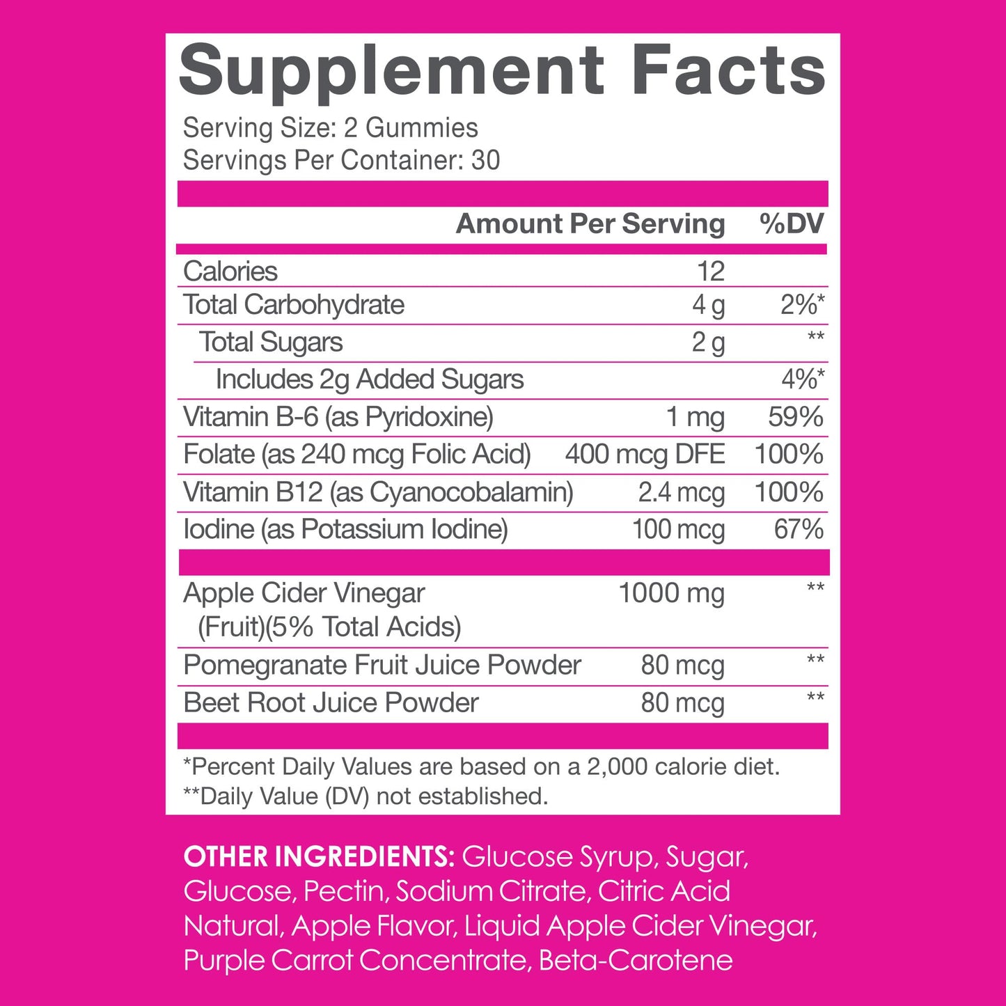 SkinnyFit Skinny Gummies Apple Cider Vinegar Gummies w/ The Mother, Healthy Weight, Immune Support, Vitamin B9, B12, Beetroot, Pomegranate, Vegan-Friendly, 60 Count