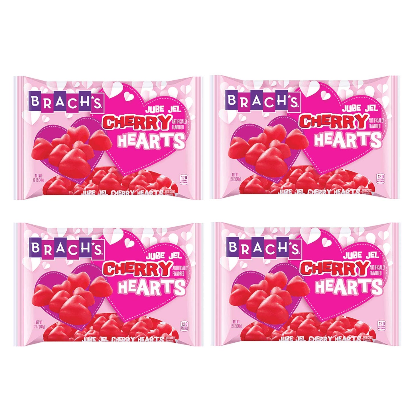 Brachs Cherry Flavored Jube Jel Hearts 4 Bags 12 oz Each 48 oz Total Valentines Day Candy