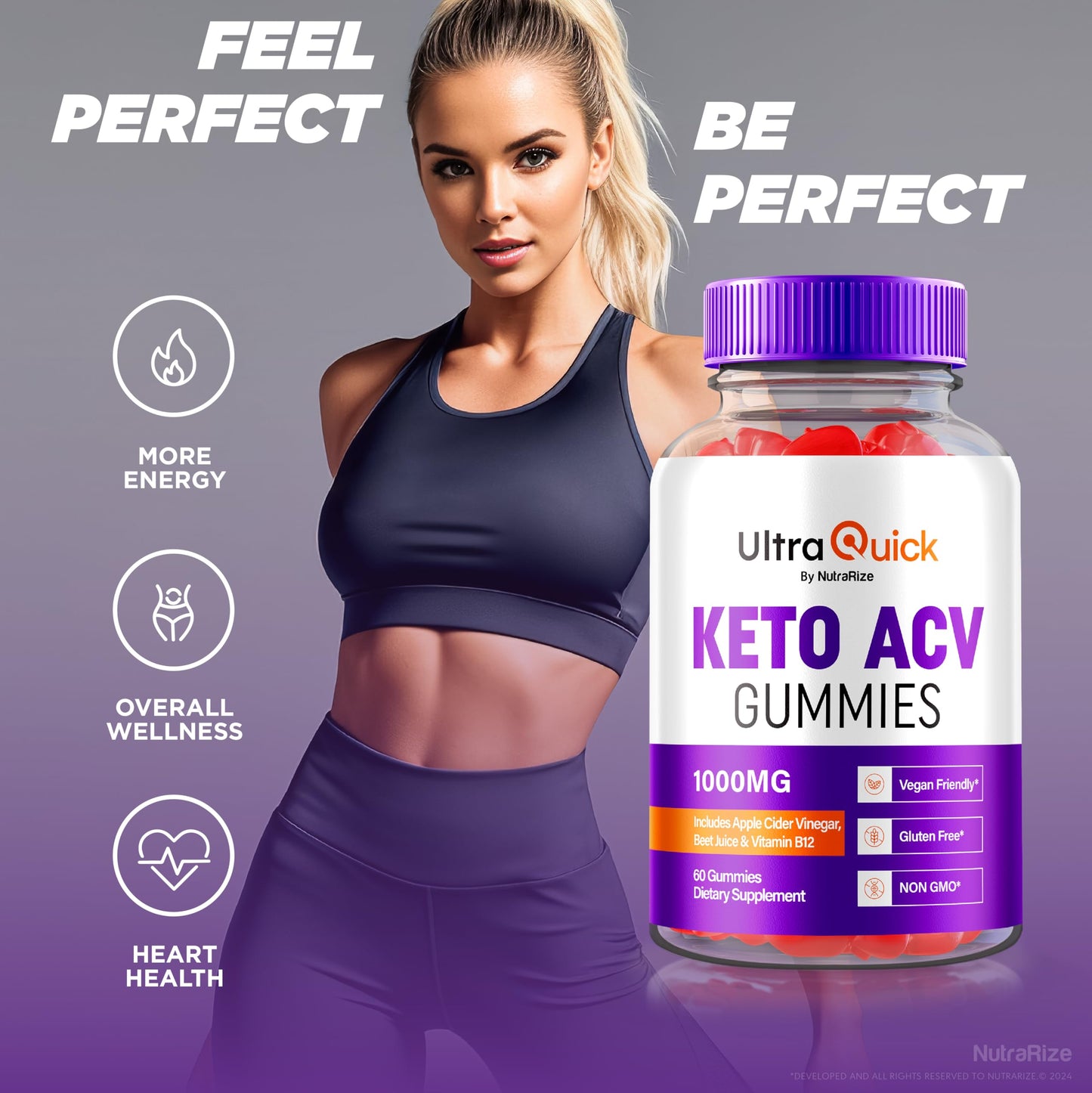 (2 Pack) Ultra Quick Keto ACV Gummies, UltraQuick Keto+ACV Weight Loss Support, Premium Keto Plus ACV Formula, Natural Apple Cider Vinegar, Official Gomitas Reviews (120 Gummies)