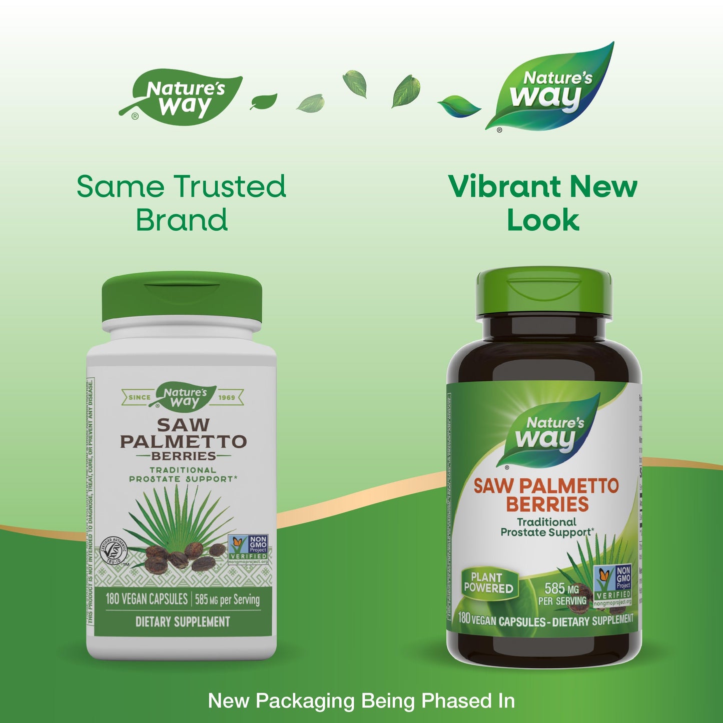Nature's Way Saw Palmetto Berries, Traditional Prostate Support*, 585 mg per Serving, Non-GMO Project Verified, Vegan, 180 Capsules (Packaging May Vary)