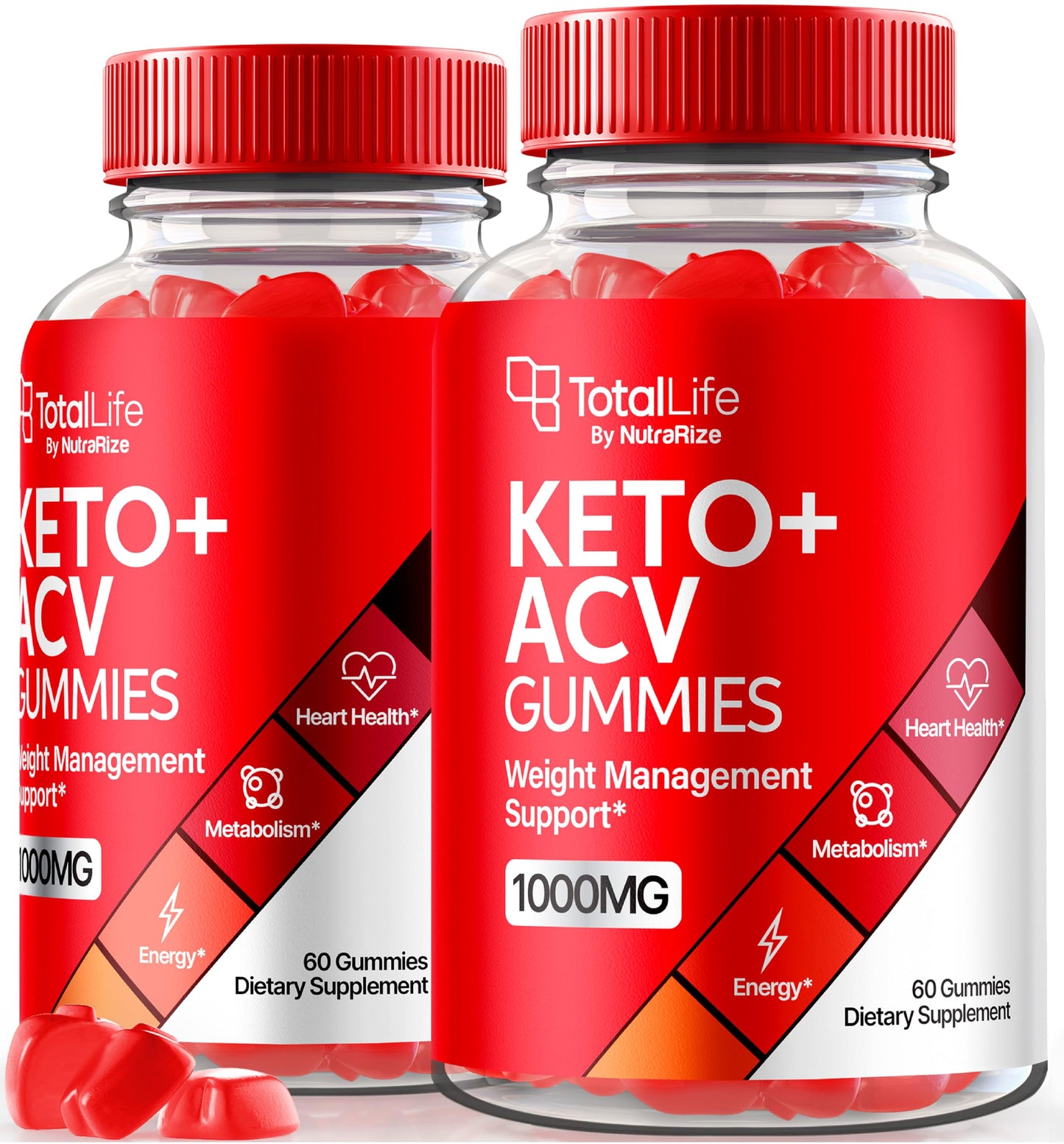 (2 Pack) Total Life Keto ACV Gummies, Total Life Keto Advanced ACV Weight Loss Formula, Natural Apple Cider Vinegar 1000MG, Maximum Strength Keto Support, Keto Vitamin, TotalLife Review (120 Gummies)