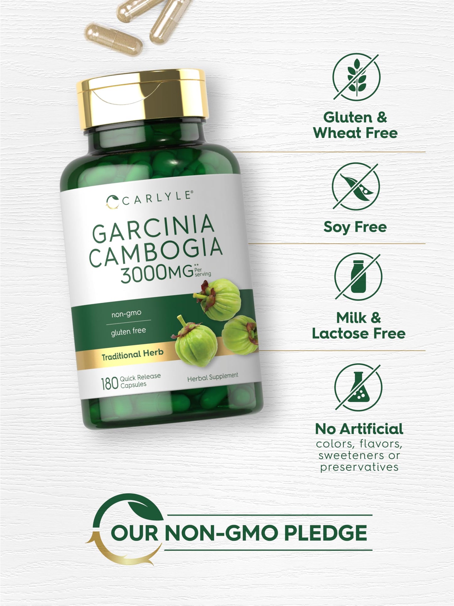 Carlyle Garcinia Cambogia Extract | 3000mg | 180 Capsules | Non-GMO, Gluten Free Supplement