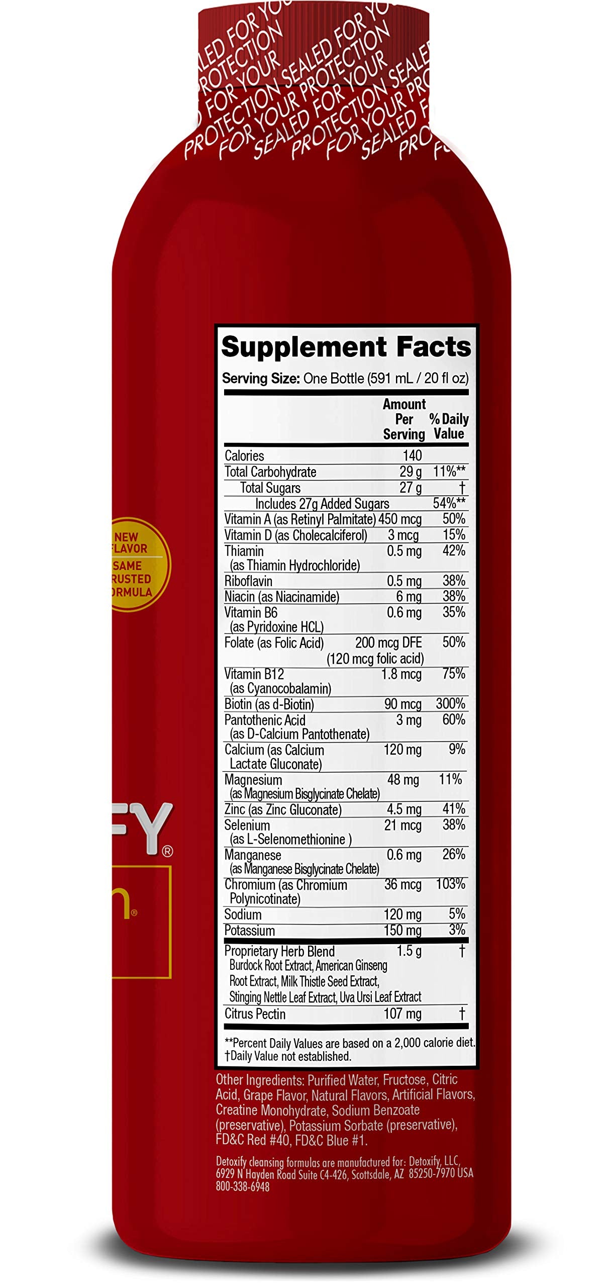Detoxify - Xxtra Clean Herbal Cleanse Detox Drink - Full Body Cleanse Detox for Women and Men - Same Day Results - Enhanced with Ginseng Extract & Milk Thistle Extract - Plus Sticker