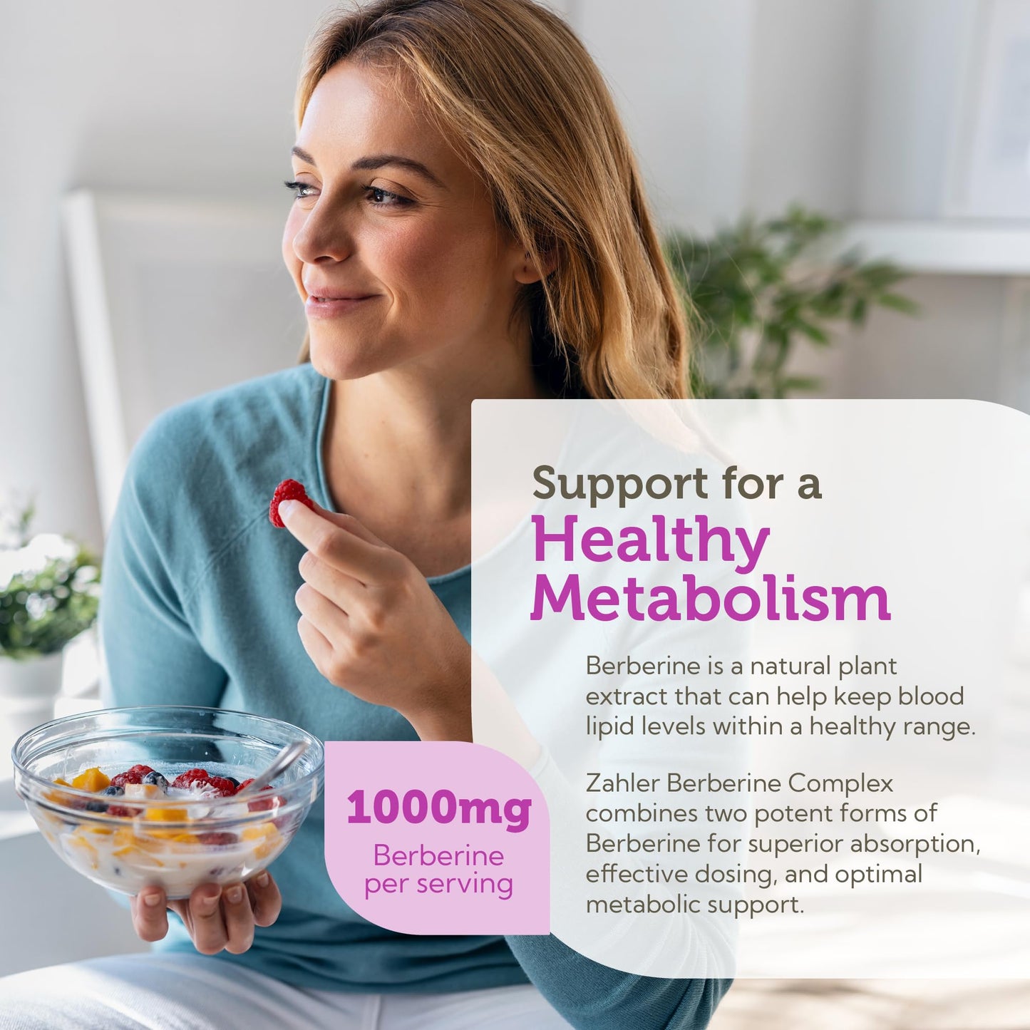 Berberine with Clinically Evaluated Berbevis, Metabolism and Glucos Support Formula, 60 Capsules.