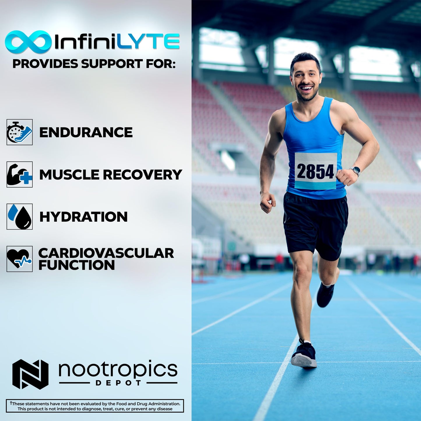 Nootropics Depot InfiniLYTE | Optimized Electrolyte Powder | Keto Friendly, Vegan, Non-GMO, & Sugar-Free | Unflavored | 30 Servings