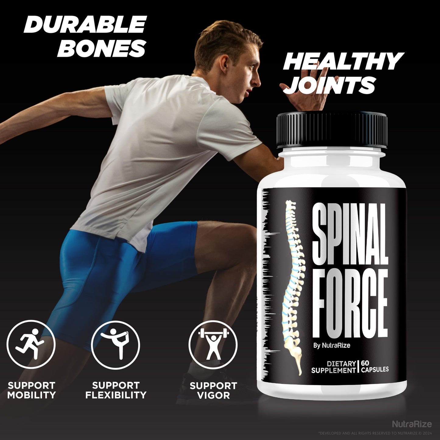 NutraRize (2 Pack) Spinal Force Capsules, SpinalForce Back & Joint Supplement, All-Natural Formula to Suppport Flexibility and Overall Healthy Joints, Official Spinal Force Reviews (120 Capsules)