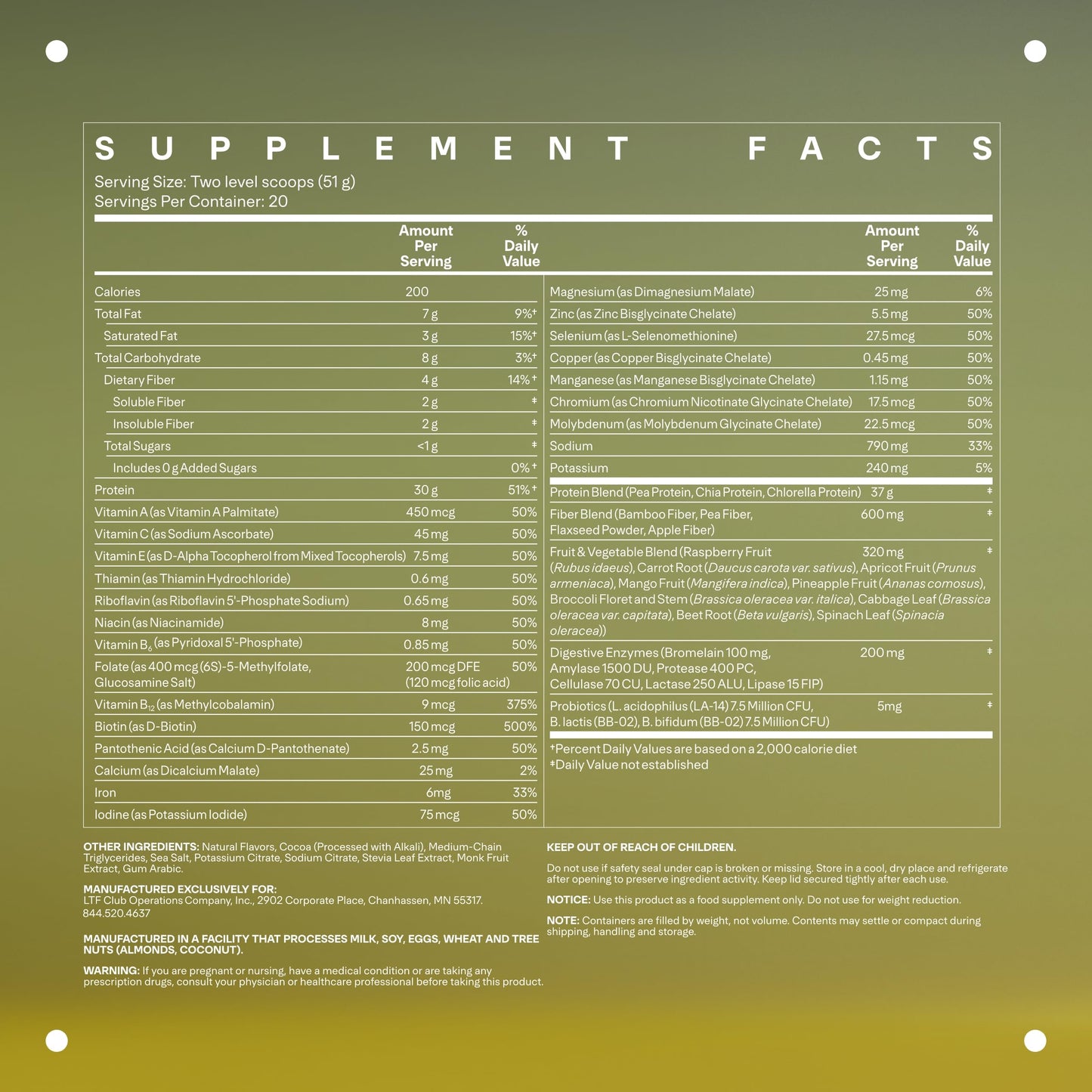 LTH Fuel Vegan & All-in-One - 30g Protein per Serving - Plant-Based Protein Meal Replacement - Vitamins, Minerals, Digestive Enzymes & Probiotics - Meal Supplement - Chocolate, 20 Servings