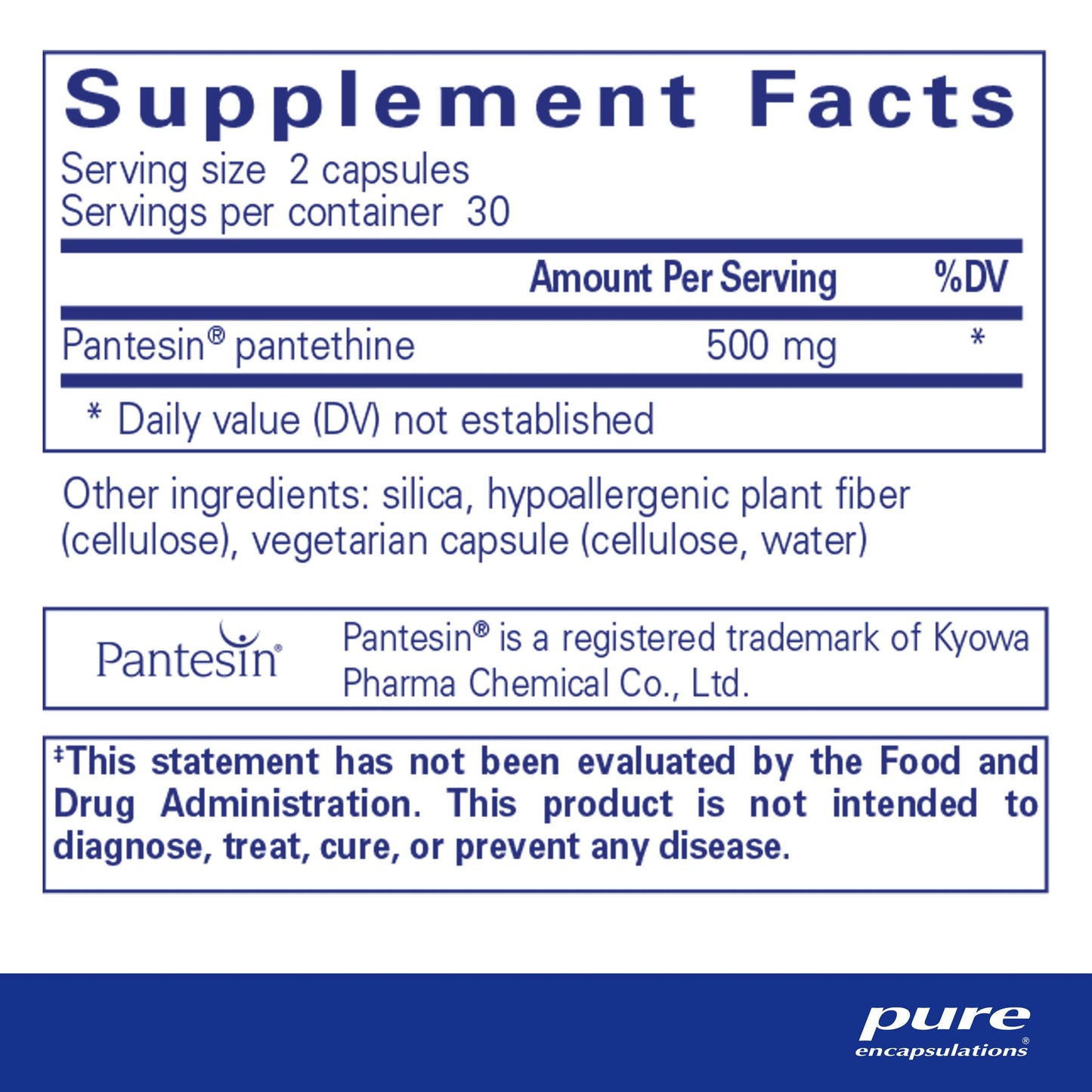 Pure Encapsulations Pantethine | Hypoallergenic Supplement Supports Healthy Lipid Metabolism and Cardiovascular Function | 60 Capsules
