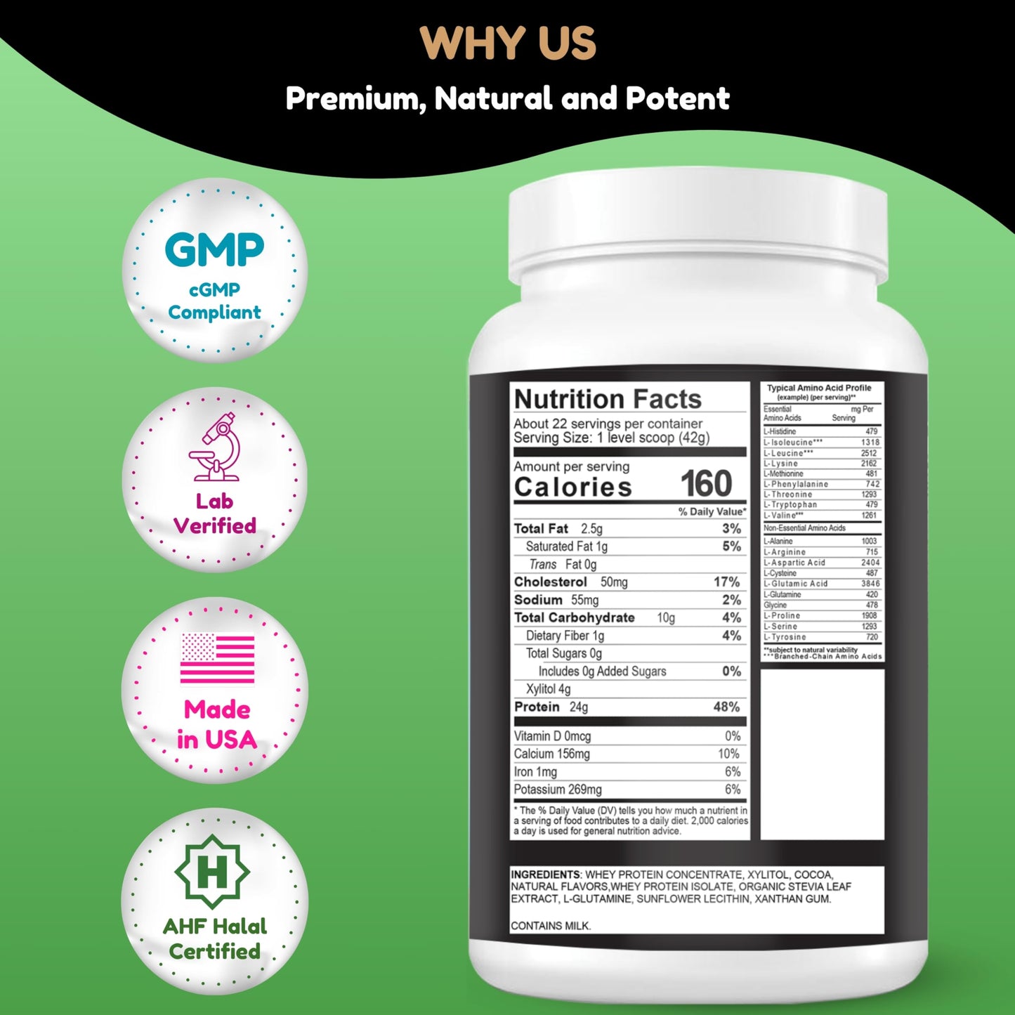 SHIFAA NUTRITION 2 Lbs Halal Whey Protein Powder Creamy Chocolate. 24g Protein, 5g BCAAs & 420mg Glutamine. for Building Lean Muscles & Recovery. Sugar-Free, Keto-Friendly, Gluten-Free, Non-GMO