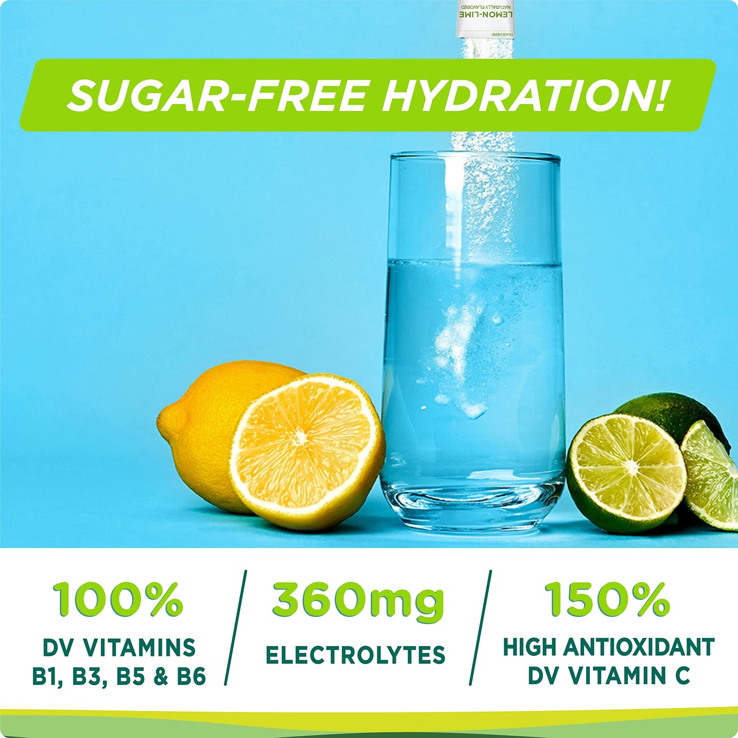 Stur Electrolytes Powder Hydration Packets | Lemon Lime | Sugar Free Water Flavor Packets for Workout Recovery | High Antioxidants & B Vitamins | Keto, Vegan, Non-GMO, Paleo (96 Packets)