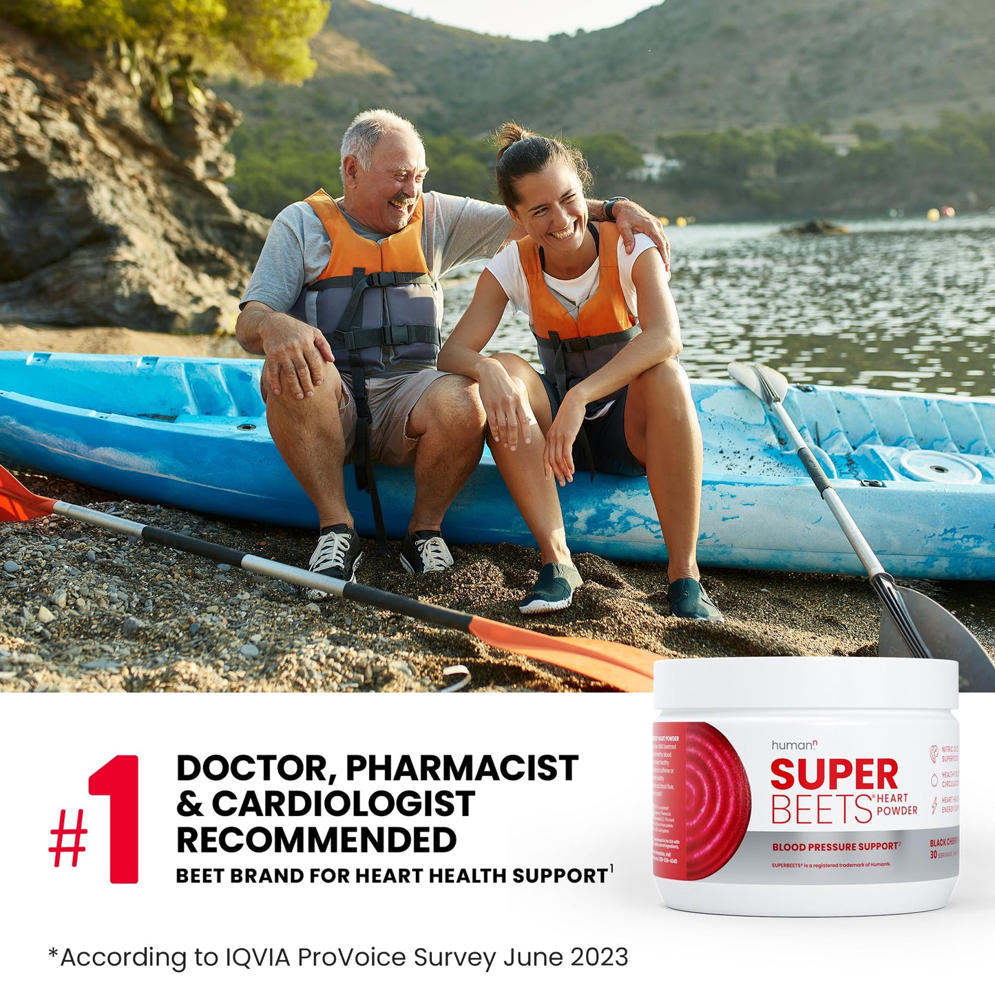 HumanN SuperBeets Beet Root Powder - Non-GMO Beetroot Superfood - Nitric Oxide Supplement for Heart Health, Circulation & Blood Pressure Support - Black Cherry, 30 Servings