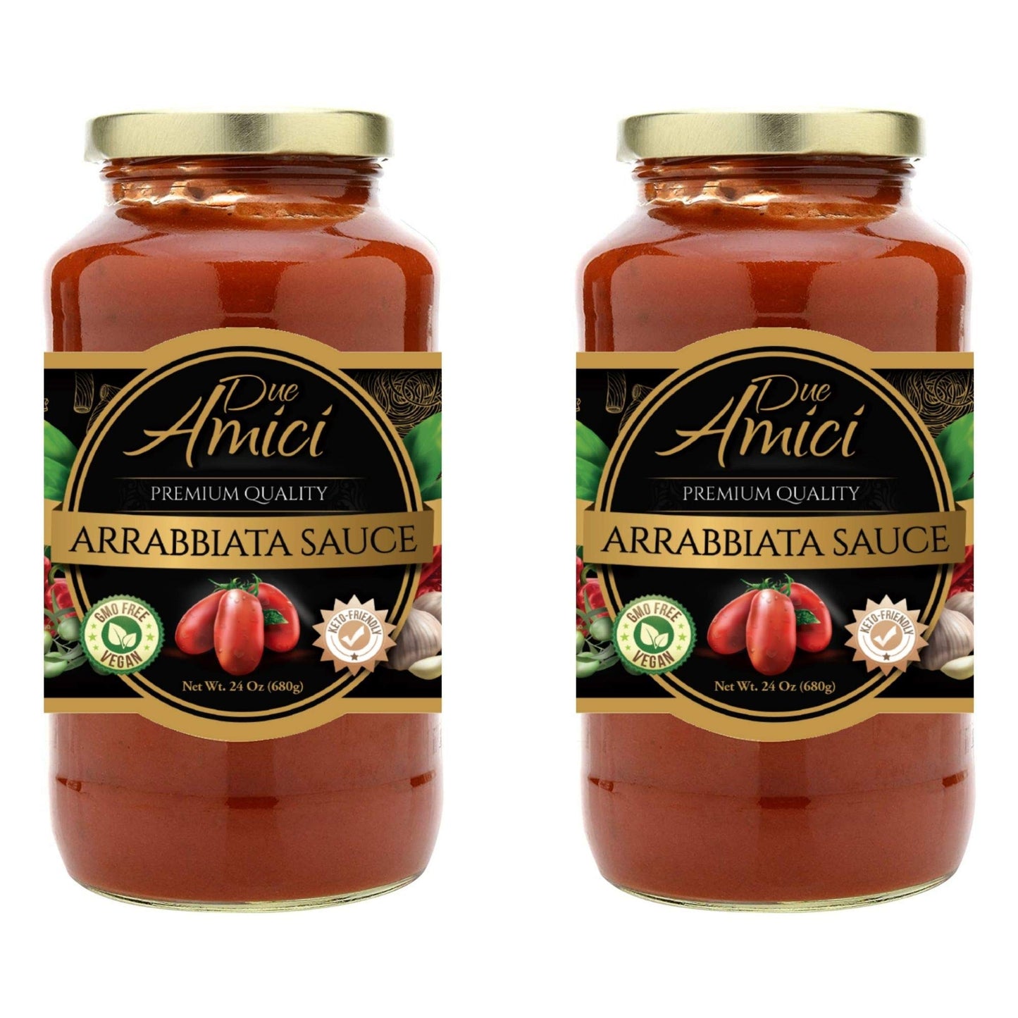 Arrabbiata Sauce by Due Amici KetoVegan Pack of 2 Tomatoes Imported From Italy No Sugar Added Low Carb Low Sodium Gluten Free No Additives NonGMO