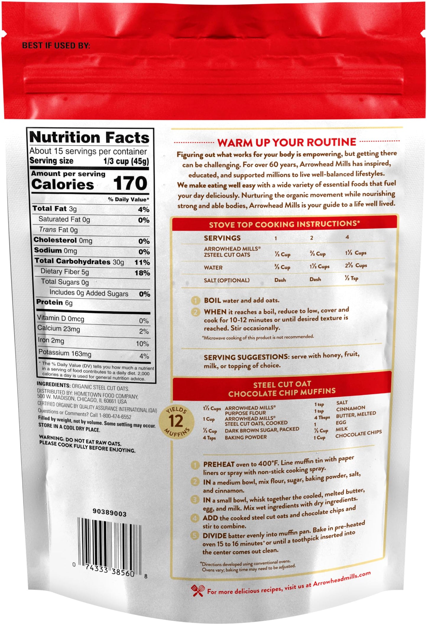Arrowhead Mills Breakfast Variety 1 of each Steel Cut Oats and Bulgur Wheat USDA Organic NonGMO 24 oz Pack of 2 with By The Cup Cereal Bowl